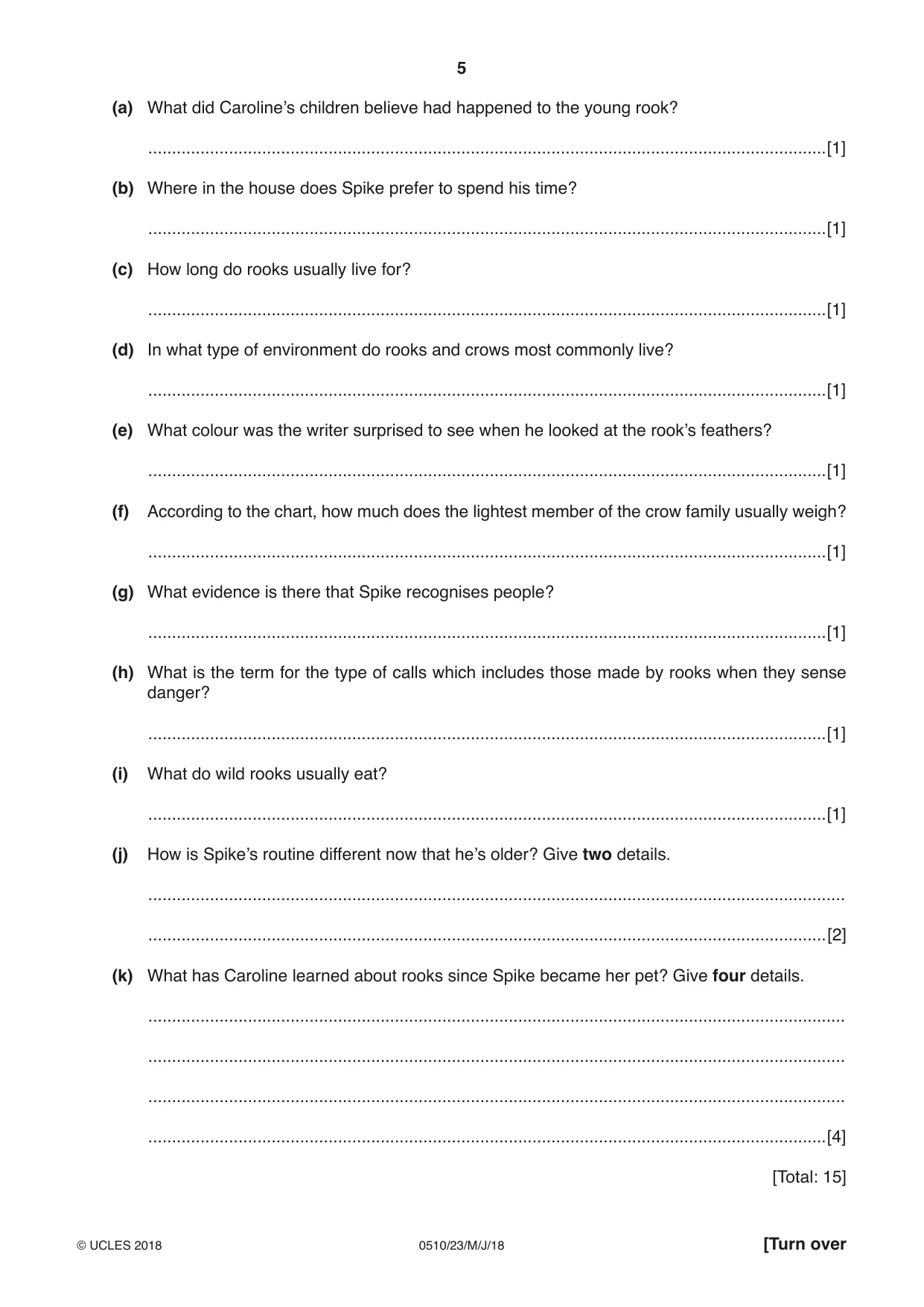 Cambridge IGCSE English - Second Language (oral endorsement) 0510 2018 May/June Paper 2 · Variant 3 question paper, page 5 of 16