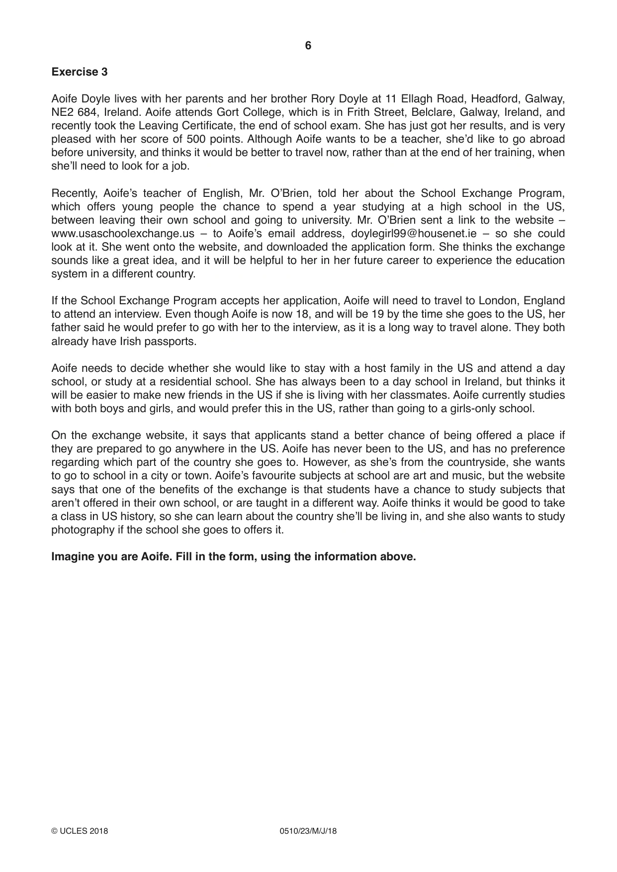 Cambridge IGCSE English - Second Language (oral endorsement) 0510 2018 May/June Paper 2 · Variant 3 question paper, page 6 of 16