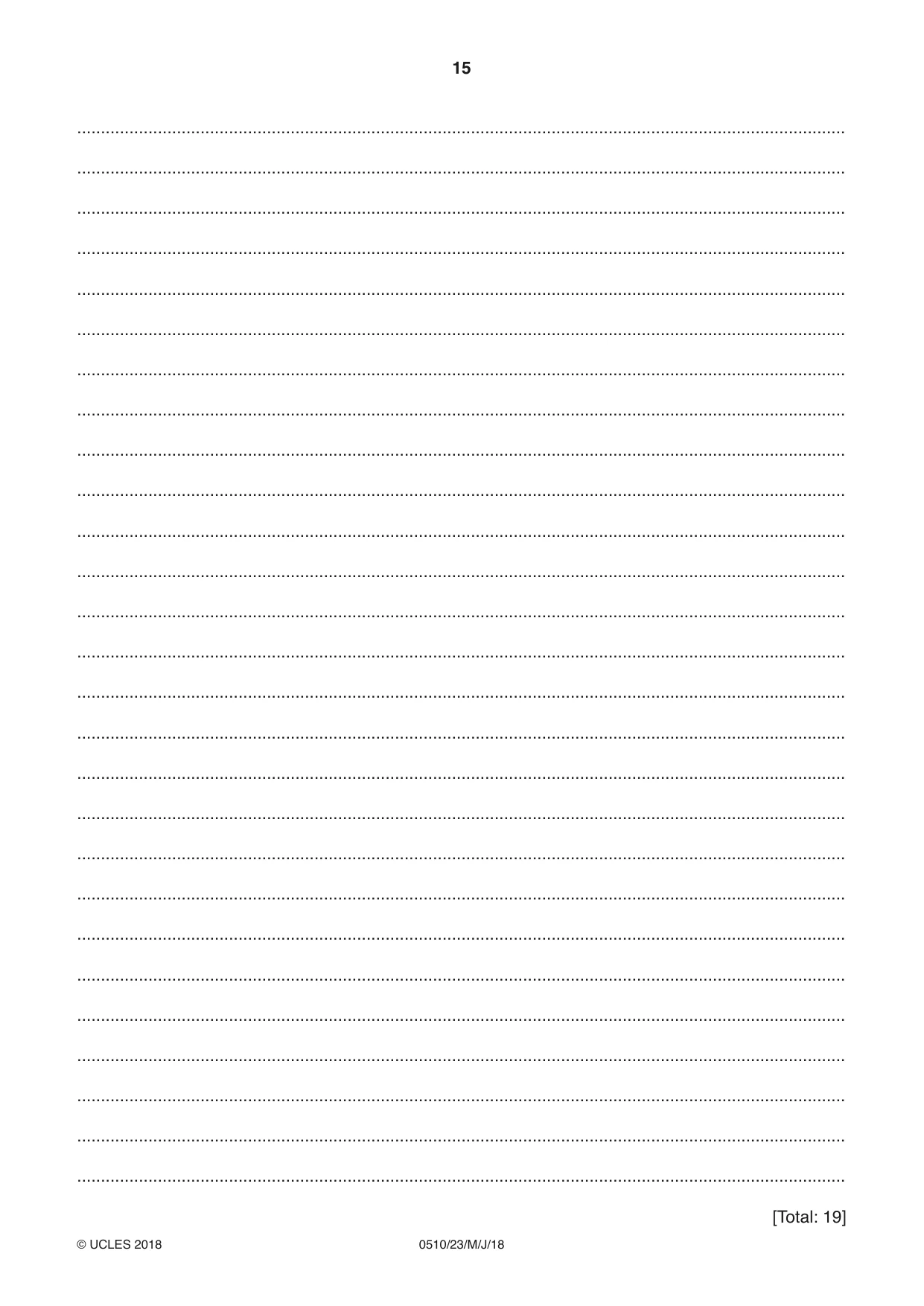 Cambridge IGCSE English - Second Language (oral endorsement) 0510 2018 May/June Paper 2 · Variant 3 question paper, page 15 of 16