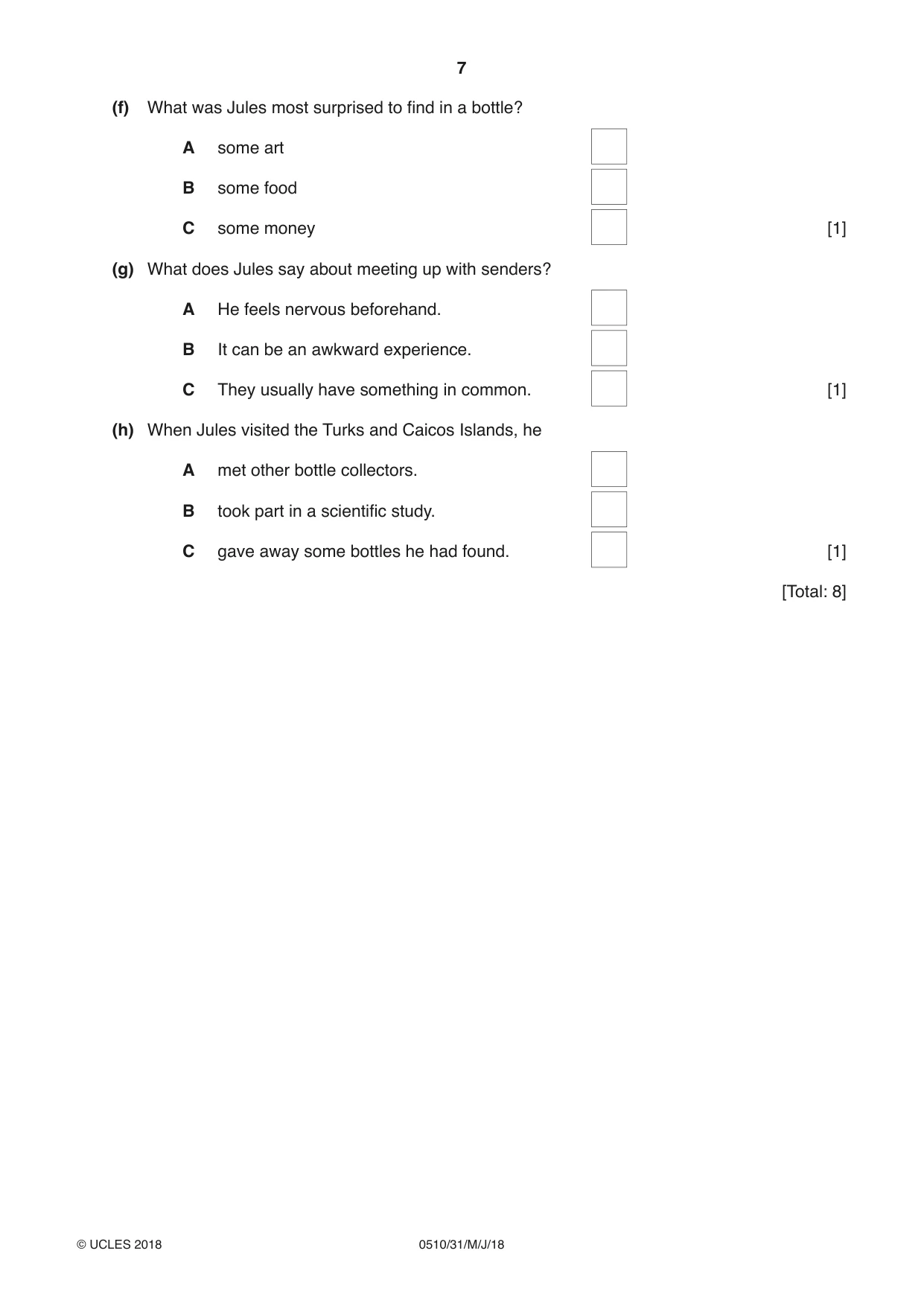 Cambridge IGCSE English - Second Language (oral endorsement) 0510 2018 May/June Paper 3 · Variant 1 question paper, page 7 of 8