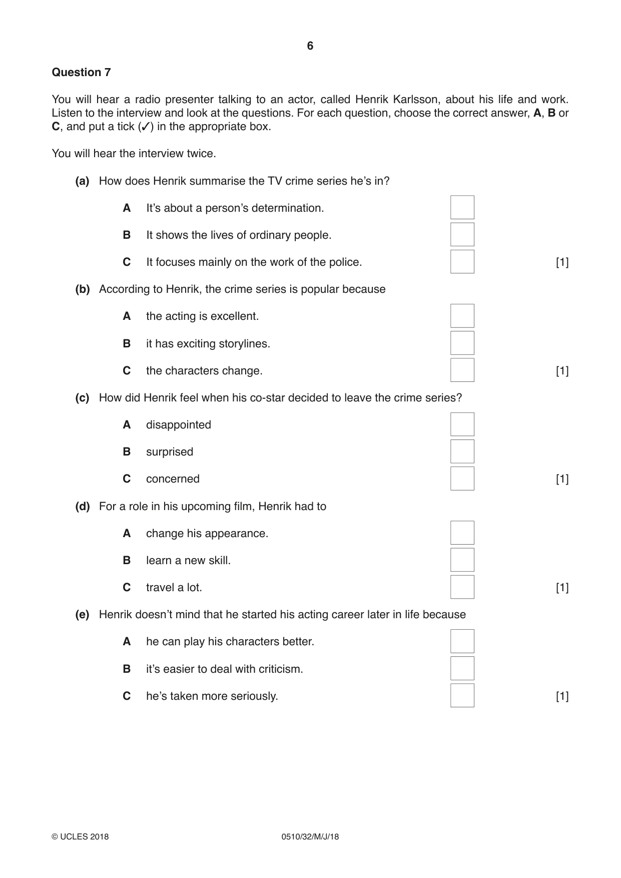 Cambridge IGCSE English - Second Language (oral endorsement) 0510 2018 May/June Paper 3 · Variant 2 question paper, page 6 of 8