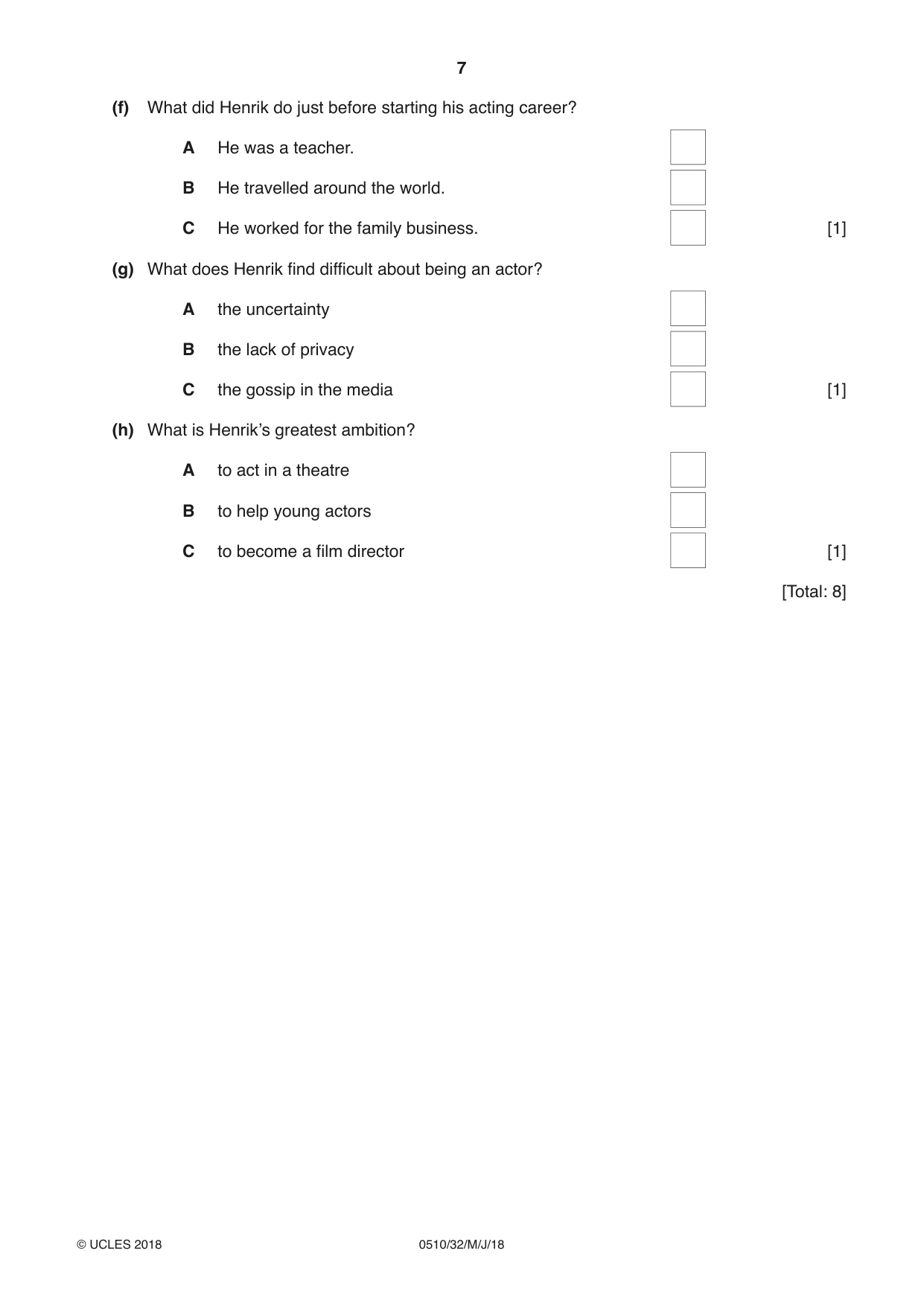 Cambridge IGCSE English - Second Language (oral endorsement) 0510 2018 May/June Paper 3 · Variant 2 question paper, page 7 of 8