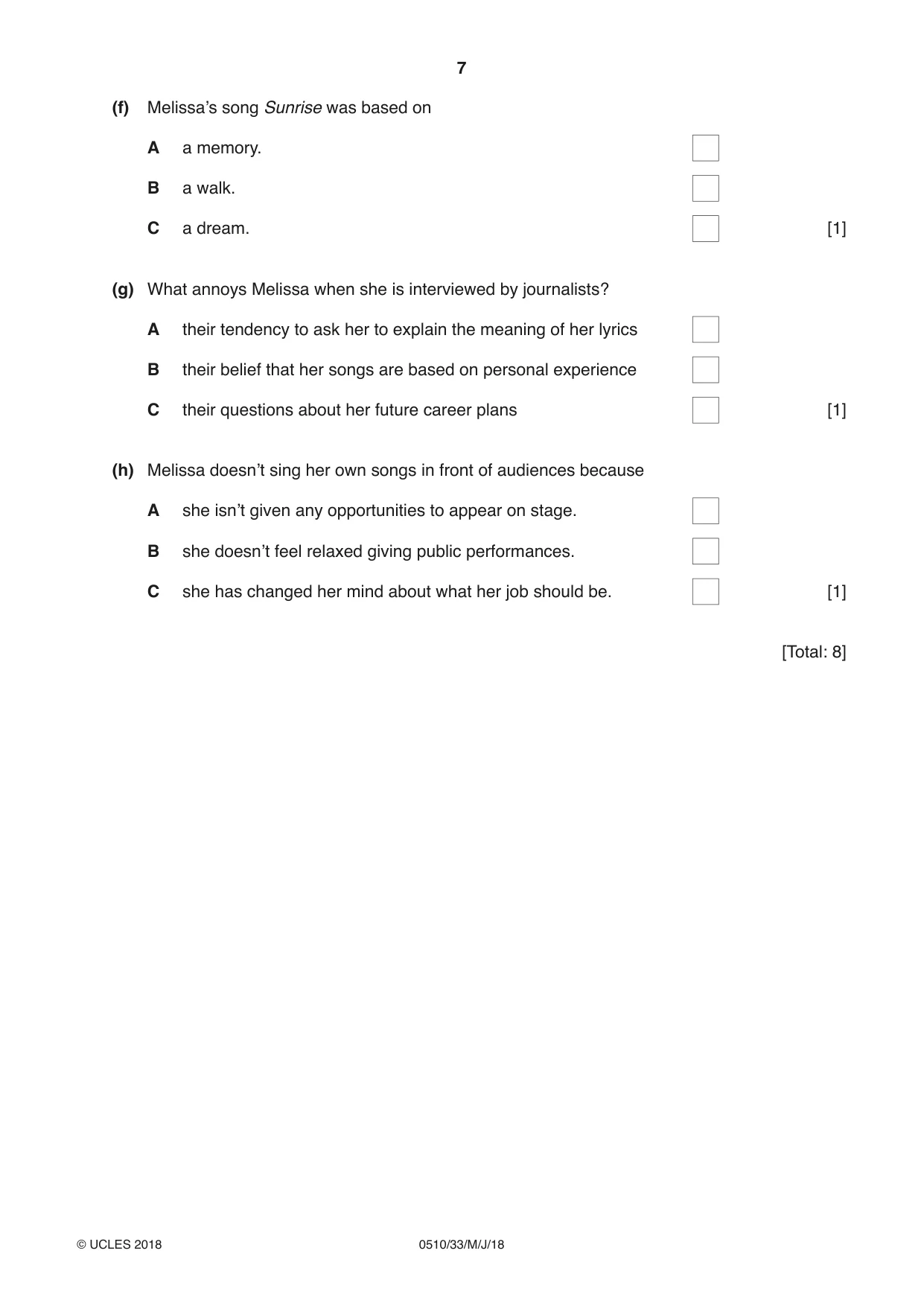 Cambridge IGCSE English - Second Language (oral endorsement) 0510 2018 May/June Paper 3 · Variant 3 question paper, page 7 of 8