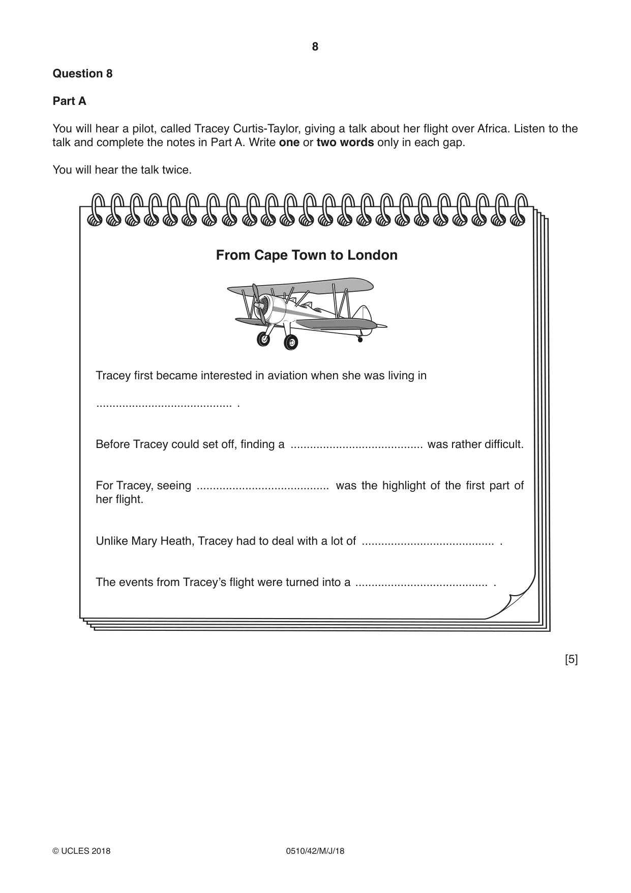 Cambridge IGCSE English - Second Language (oral endorsement) 0510 2018 May/June Paper 4 · Variant 2 question paper, page 8 of 12