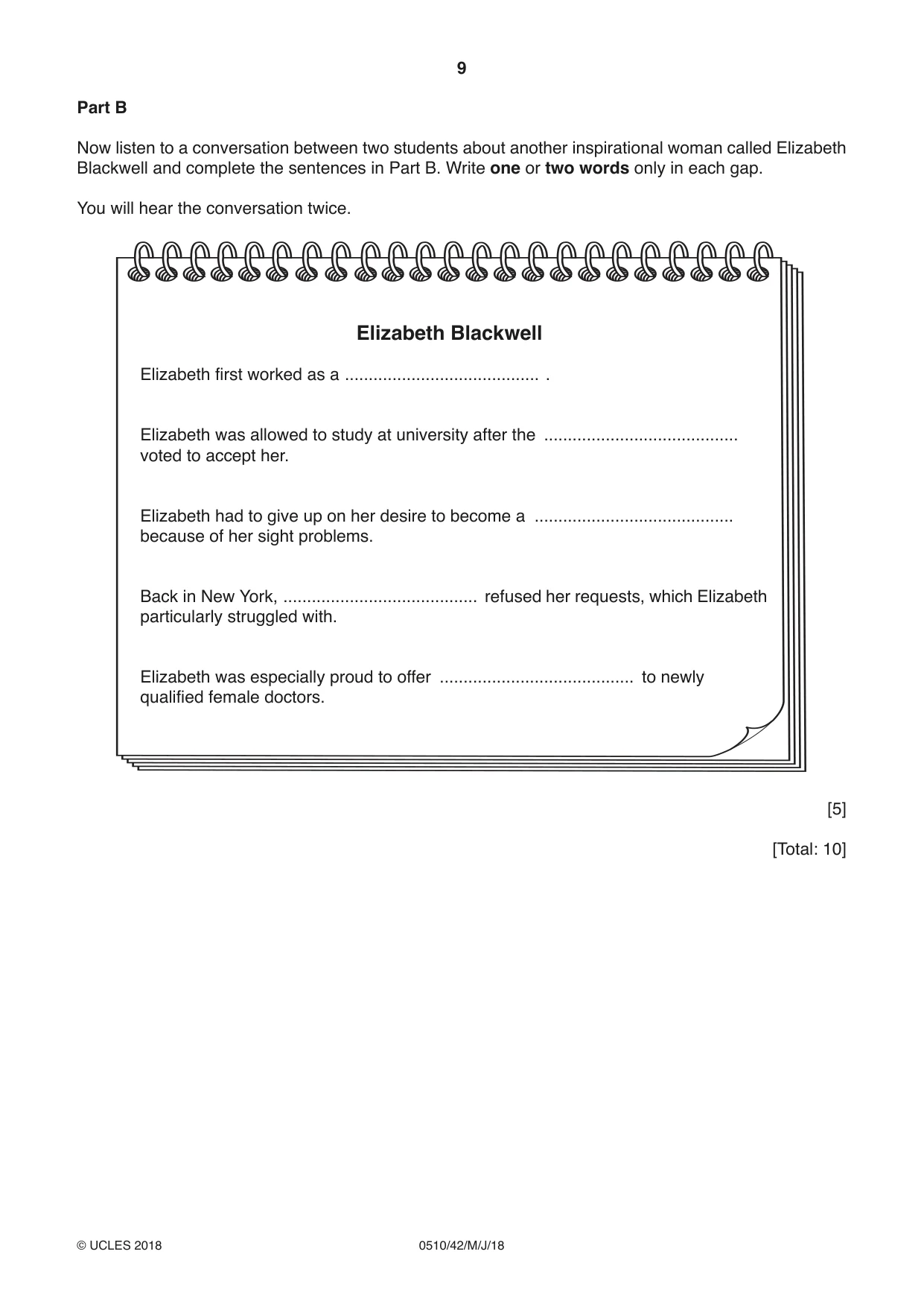 Cambridge IGCSE English - Second Language (oral endorsement) 0510 2018 May/June Paper 4 · Variant 2 question paper, page 9 of 12