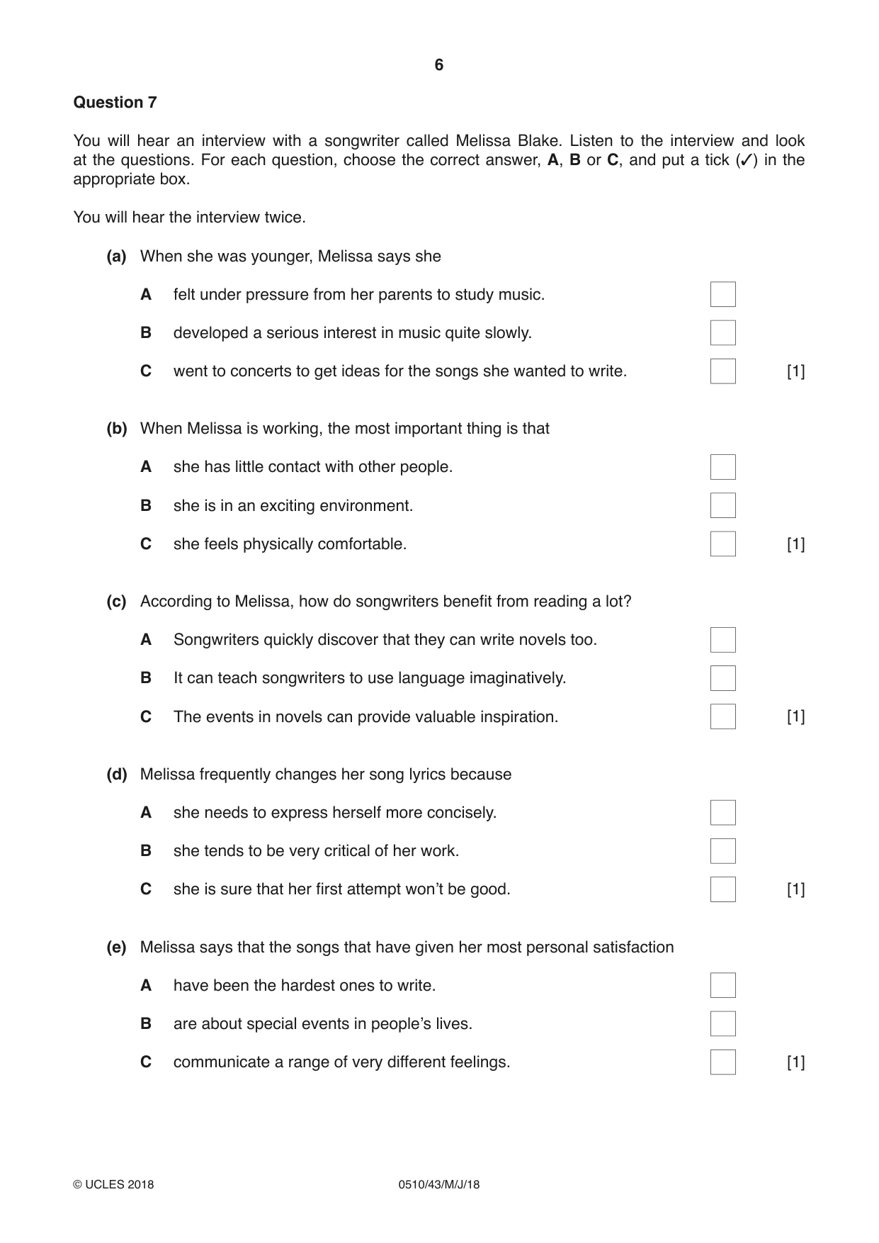 Cambridge IGCSE English - Second Language (oral endorsement) 0510 2018 May/June Paper 4 · Variant 3 question paper, page 6 of 12