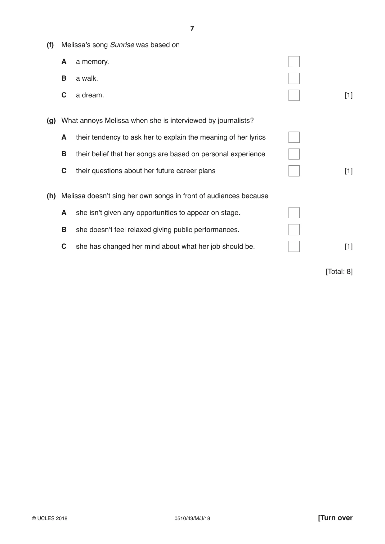 Cambridge IGCSE English - Second Language (oral endorsement) 0510 2018 May/June Paper 4 · Variant 3 question paper, page 7 of 12