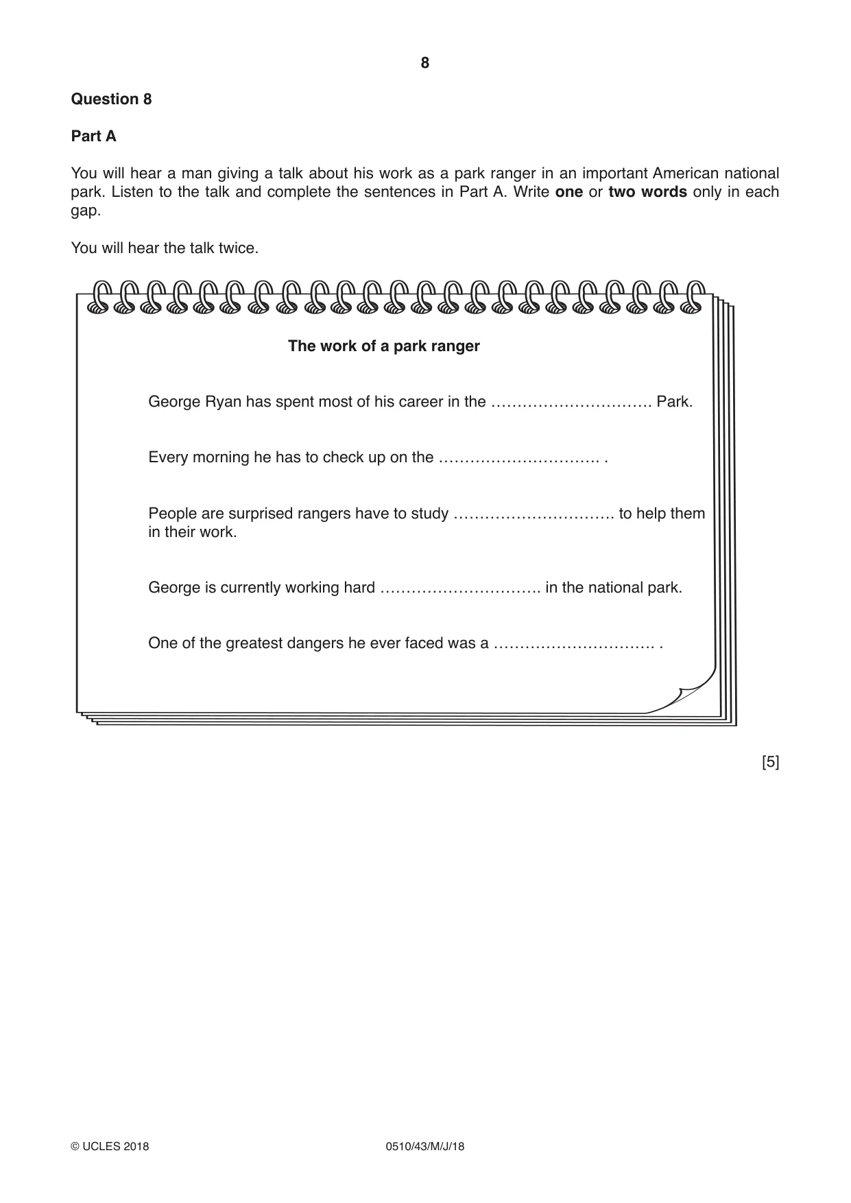 Cambridge IGCSE English - Second Language (oral endorsement) 0510 2018 May/June Paper 4 · Variant 3 question paper, page 8 of 12