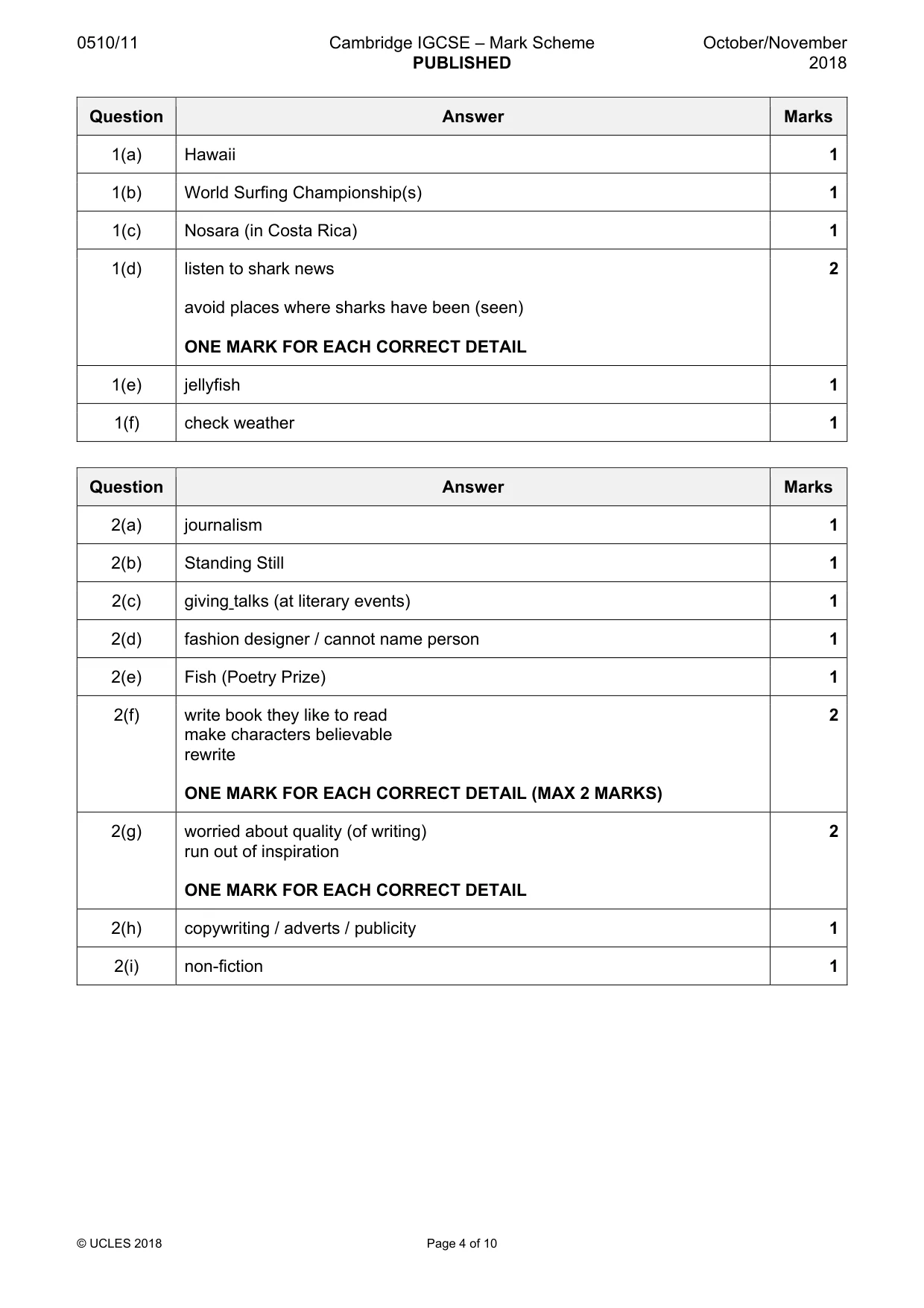 Mark scheme, page 4 of 10