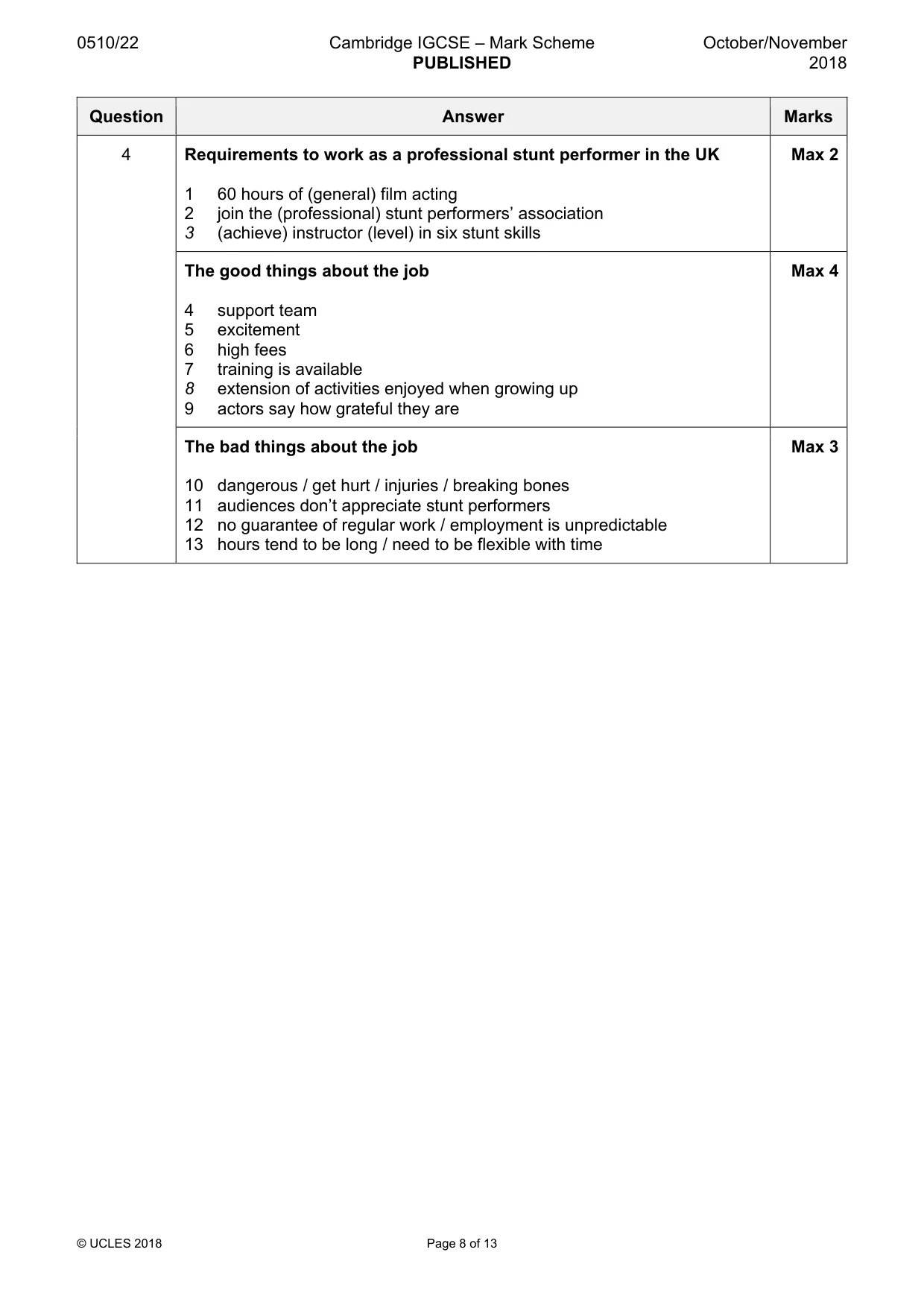 Mark scheme, page 8 of 13
