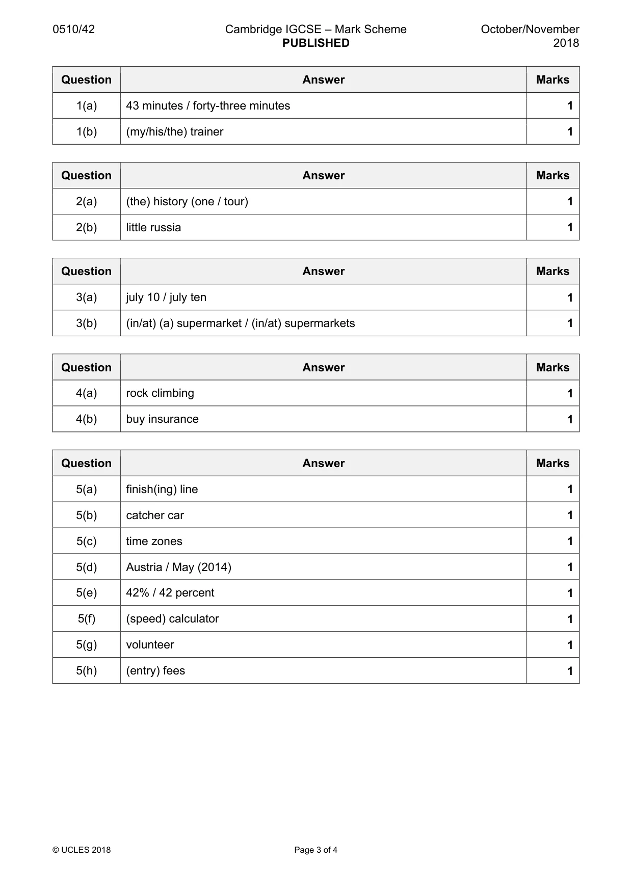 Mark scheme, page 3 of 4