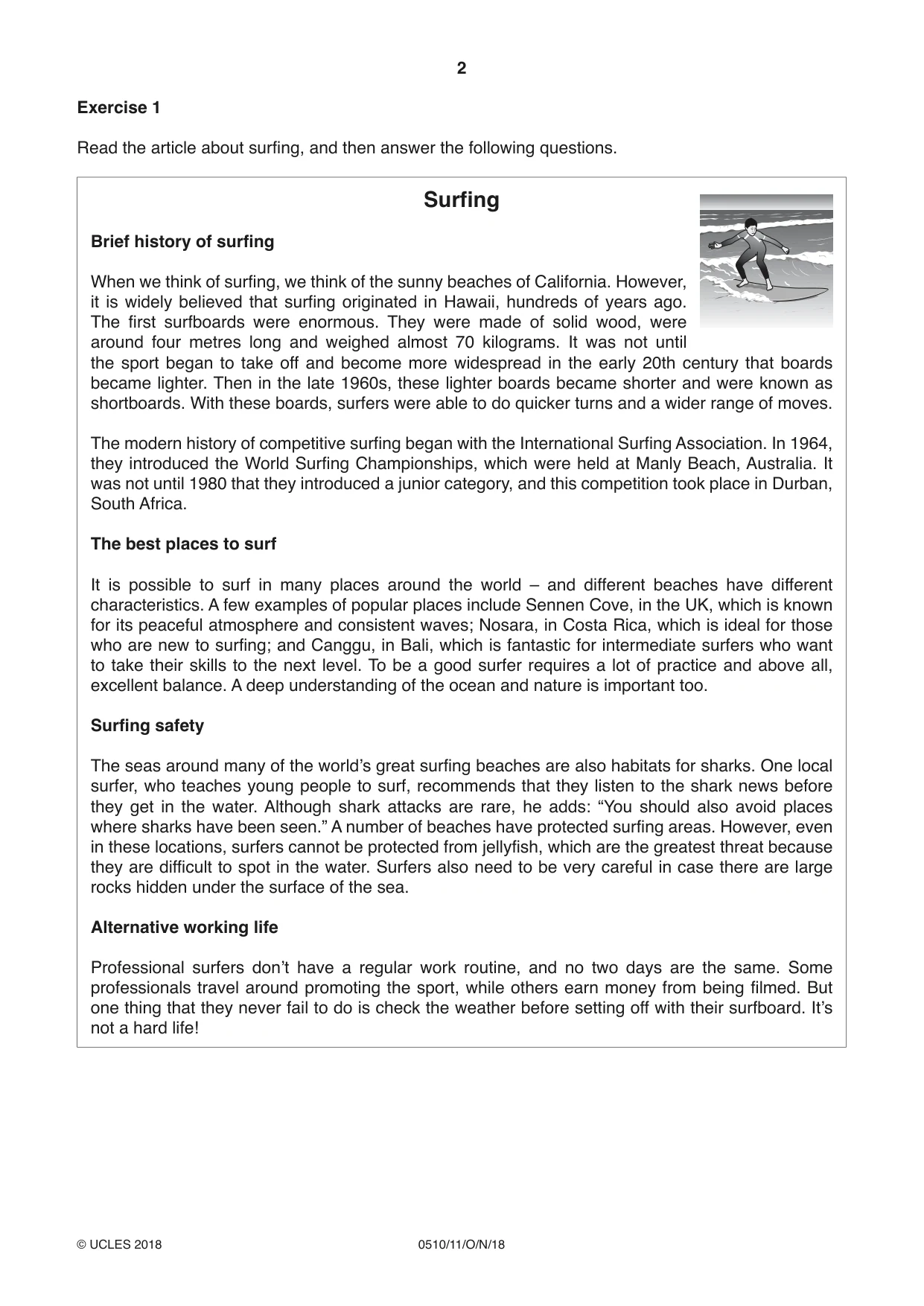 Cambridge IGCSE English - Second Language (oral endorsement) 0510 2018 Oct/Nov Paper 1 · Variant 1 question paper, page 2 of 16