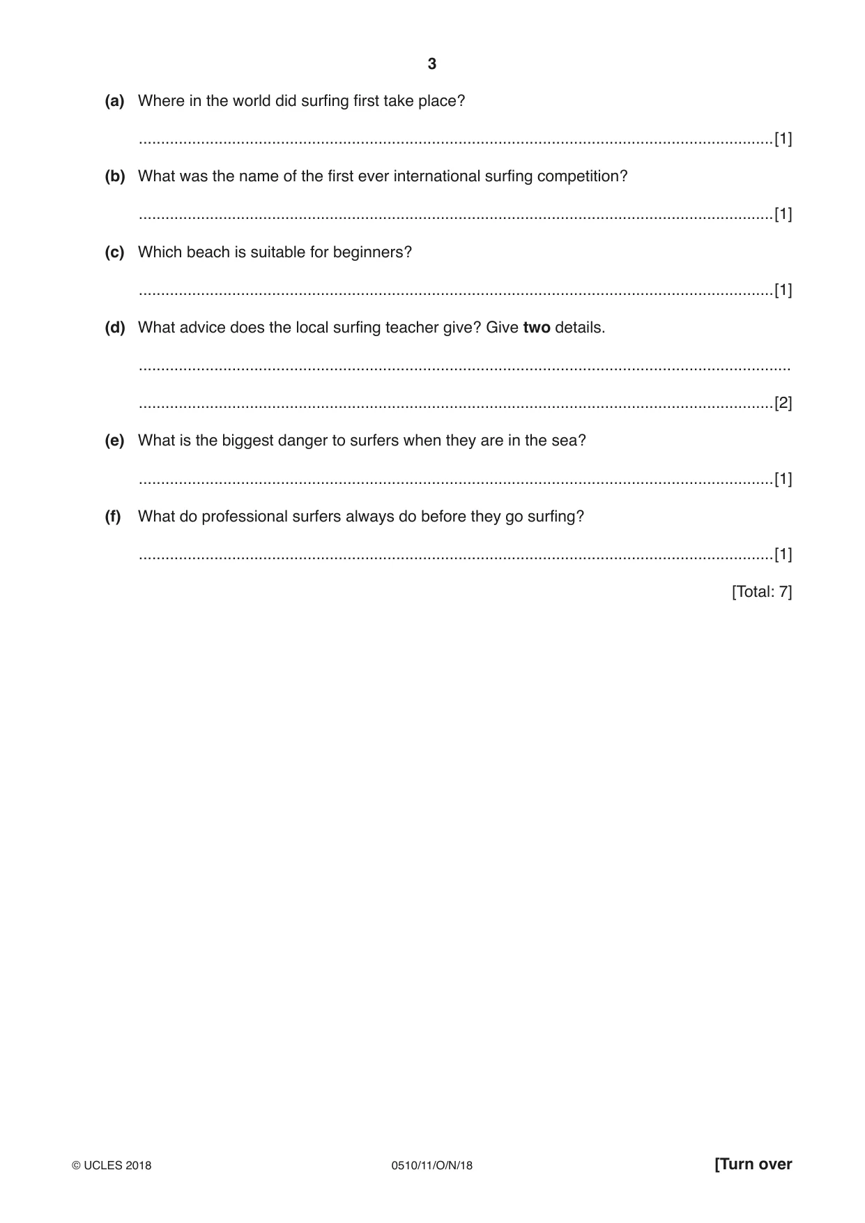 Cambridge IGCSE English - Second Language (oral endorsement) 0510 2018 Oct/Nov Paper 1 · Variant 1 question paper, page 3 of 16