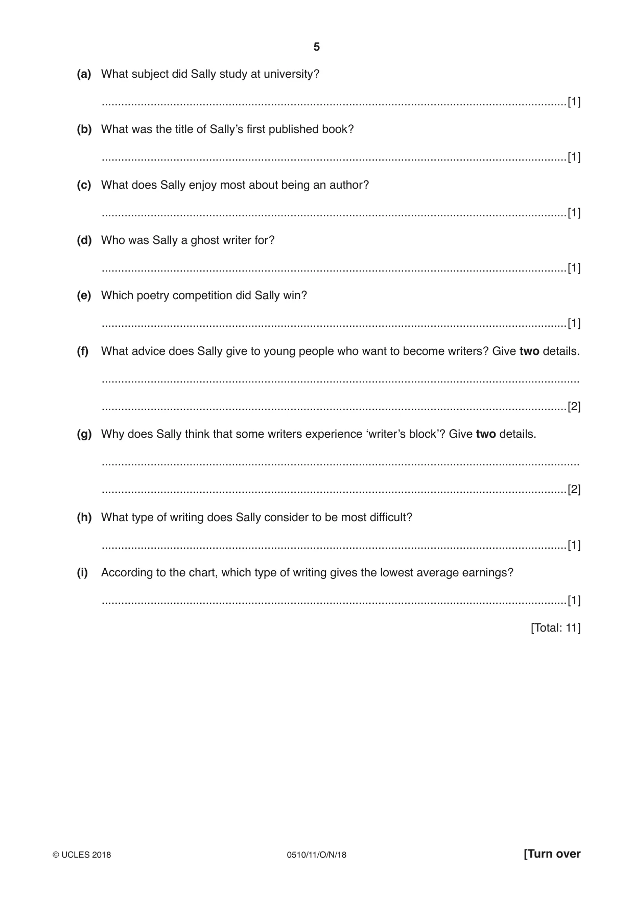 Cambridge IGCSE English - Second Language (oral endorsement) 0510 2018 Oct/Nov Paper 1 · Variant 1 question paper, page 5 of 16