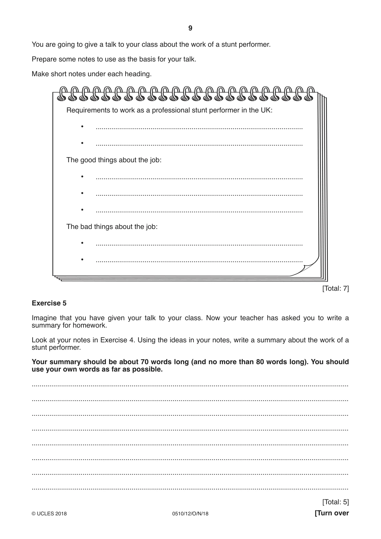 Cambridge IGCSE English - Second Language (oral endorsement) 0510 2018 Oct/Nov Paper 1 · Variant 2 question paper, page 9 of 16