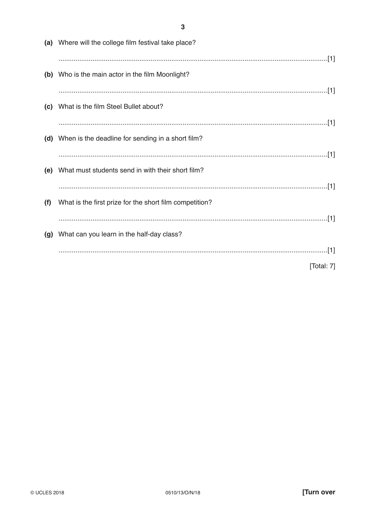 Cambridge IGCSE English - Second Language (oral endorsement) 0510 2018 Oct/Nov Paper 1 · Variant 3 question paper, page 3 of 16