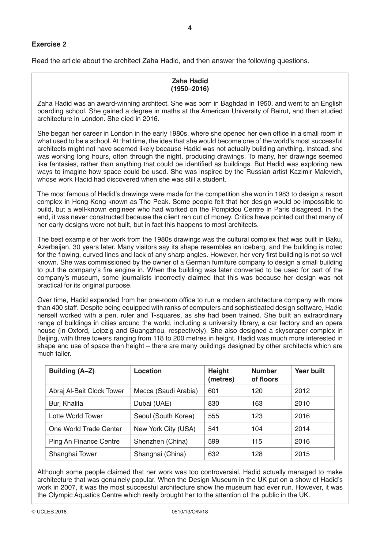 Cambridge IGCSE English - Second Language (oral endorsement) 0510 2018 Oct/Nov Paper 1 · Variant 3 question paper, page 4 of 16