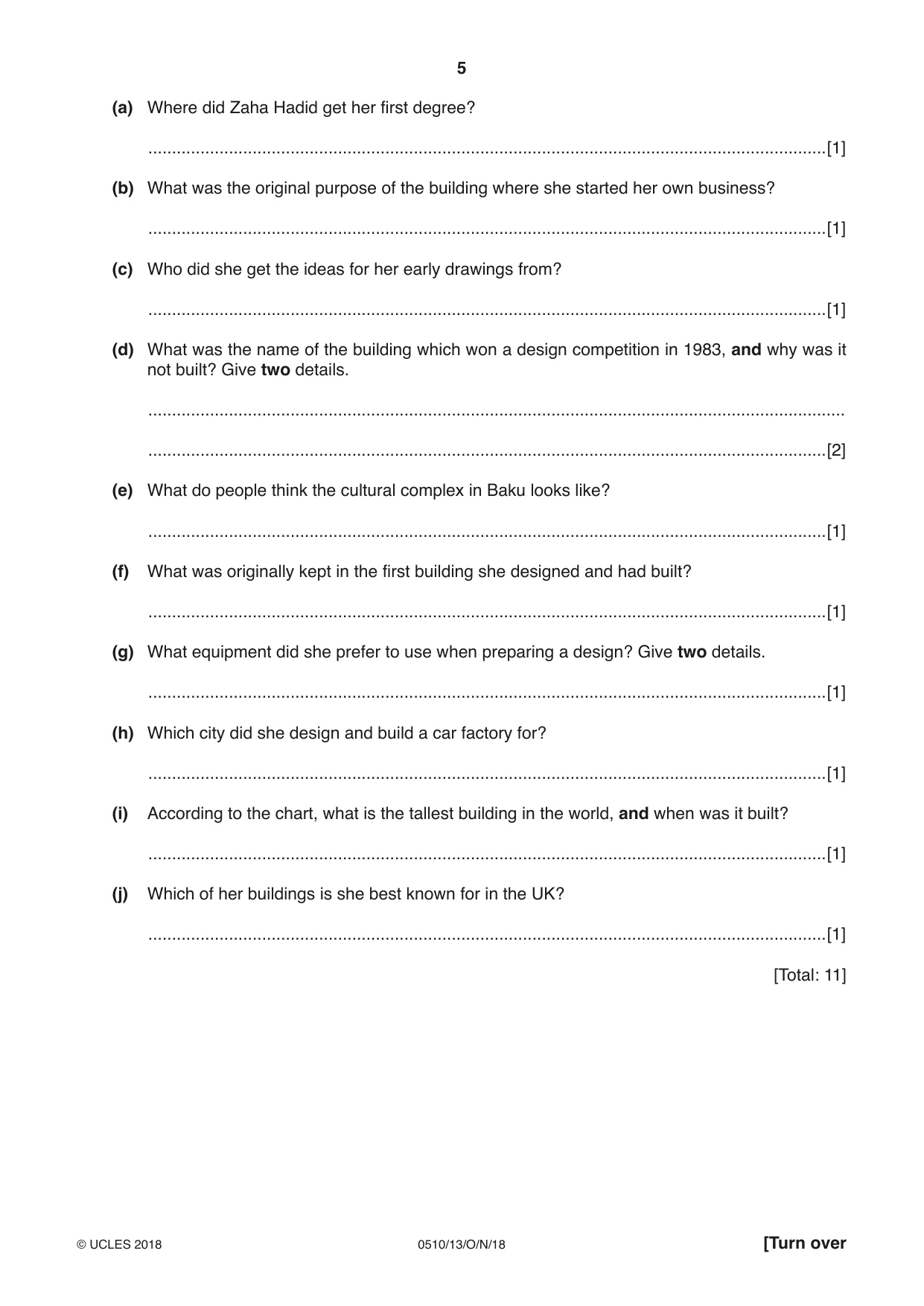Cambridge IGCSE English - Second Language (oral endorsement) 0510 2018 Oct/Nov Paper 1 · Variant 3 question paper, page 5 of 16