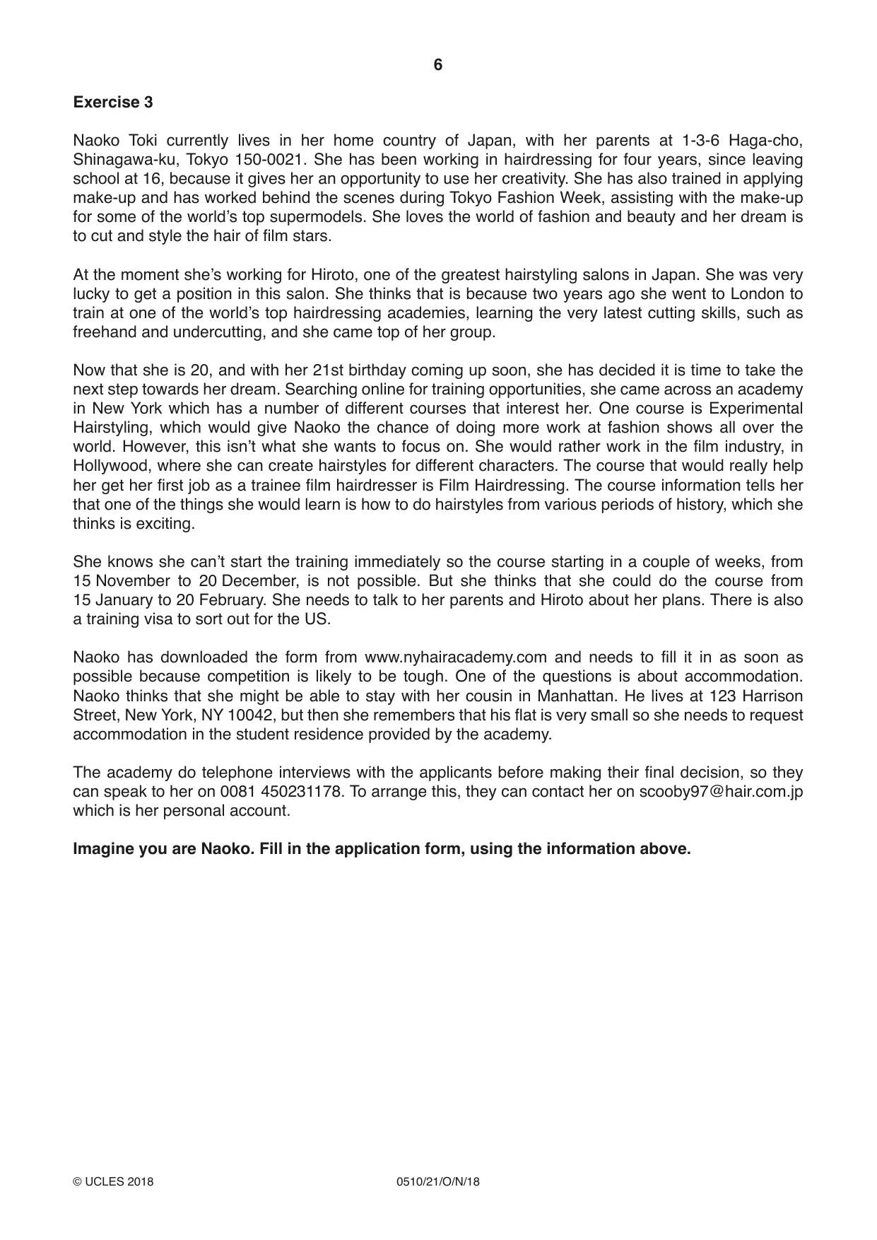 Cambridge IGCSE English - Second Language (oral endorsement) 0510 2018 Oct/Nov Paper 2 · Variant 1 question paper, page 6 of 16