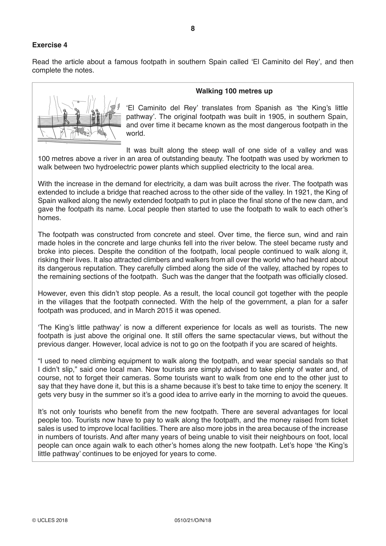 Cambridge IGCSE English - Second Language (oral endorsement) 0510 2018 Oct/Nov Paper 2 · Variant 1 question paper, page 8 of 16