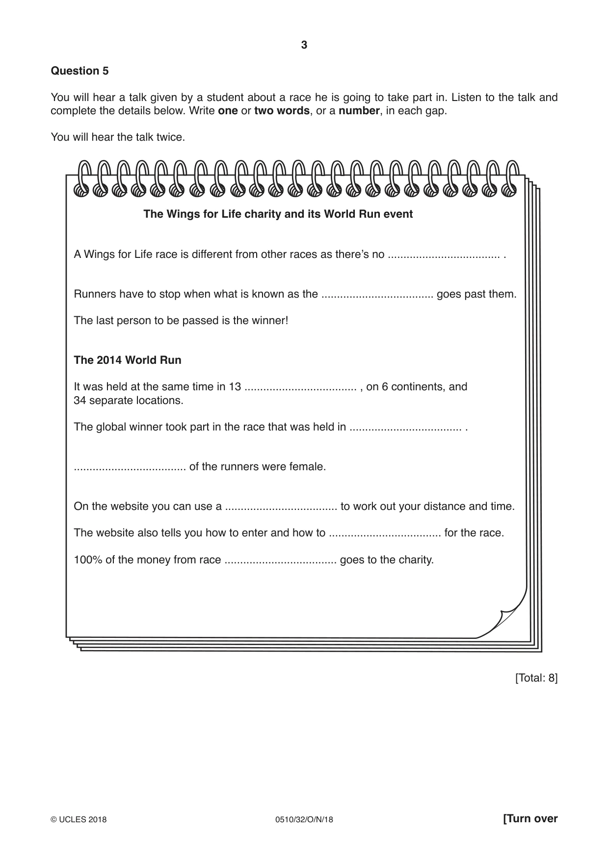 Cambridge IGCSE English - Second Language (oral endorsement) 0510 2018 Oct/Nov Paper 3 · Variant 2 question paper, page 3 of 8