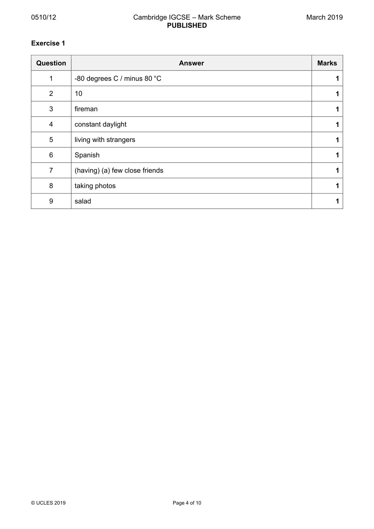 Mark scheme, page 4 of 10