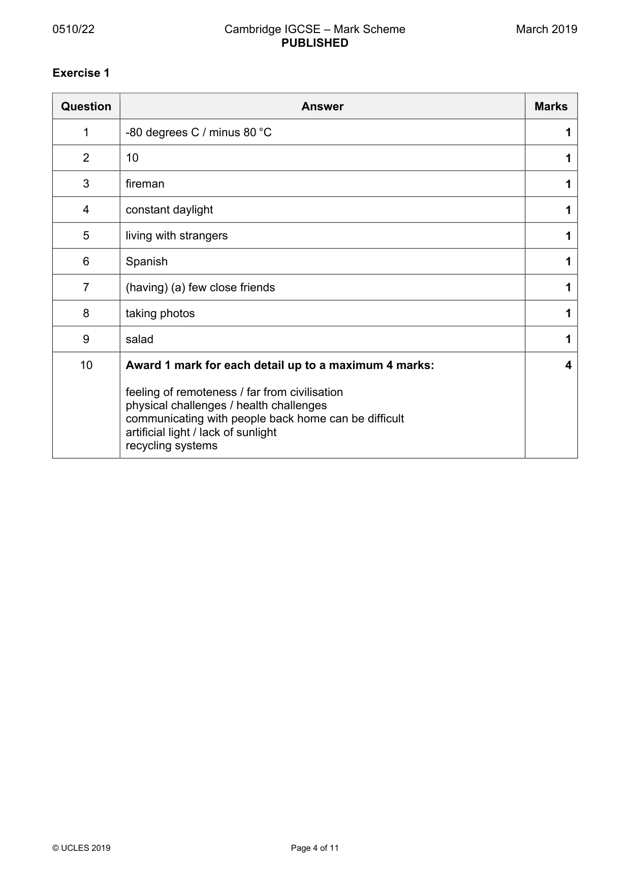 Mark scheme, page 4 of 11