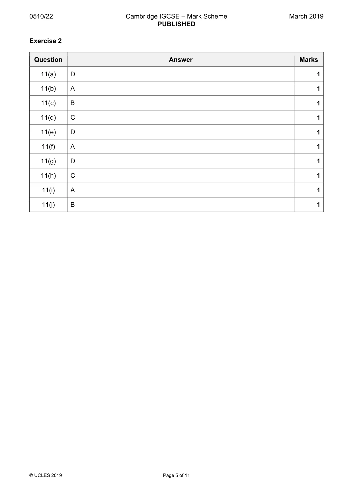 Mark scheme, page 5 of 11
