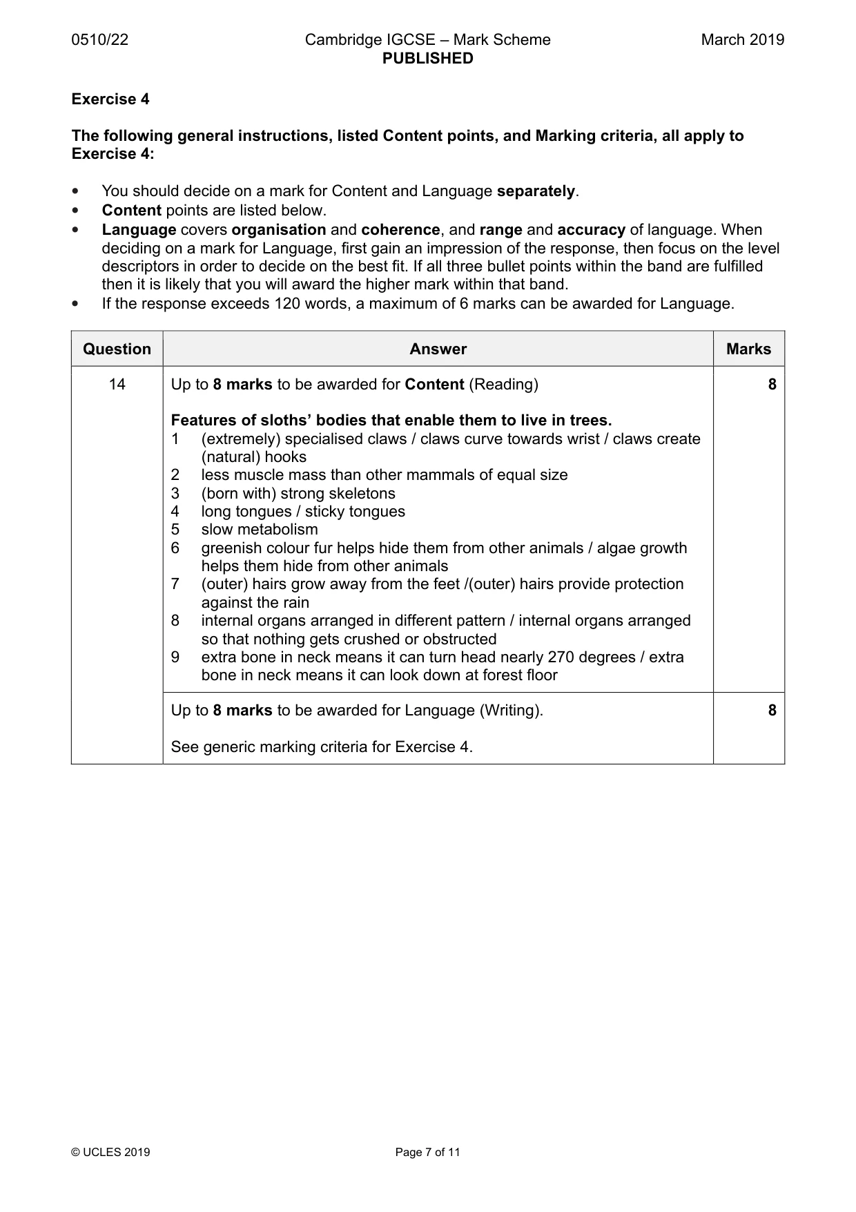Mark scheme, page 7 of 11
