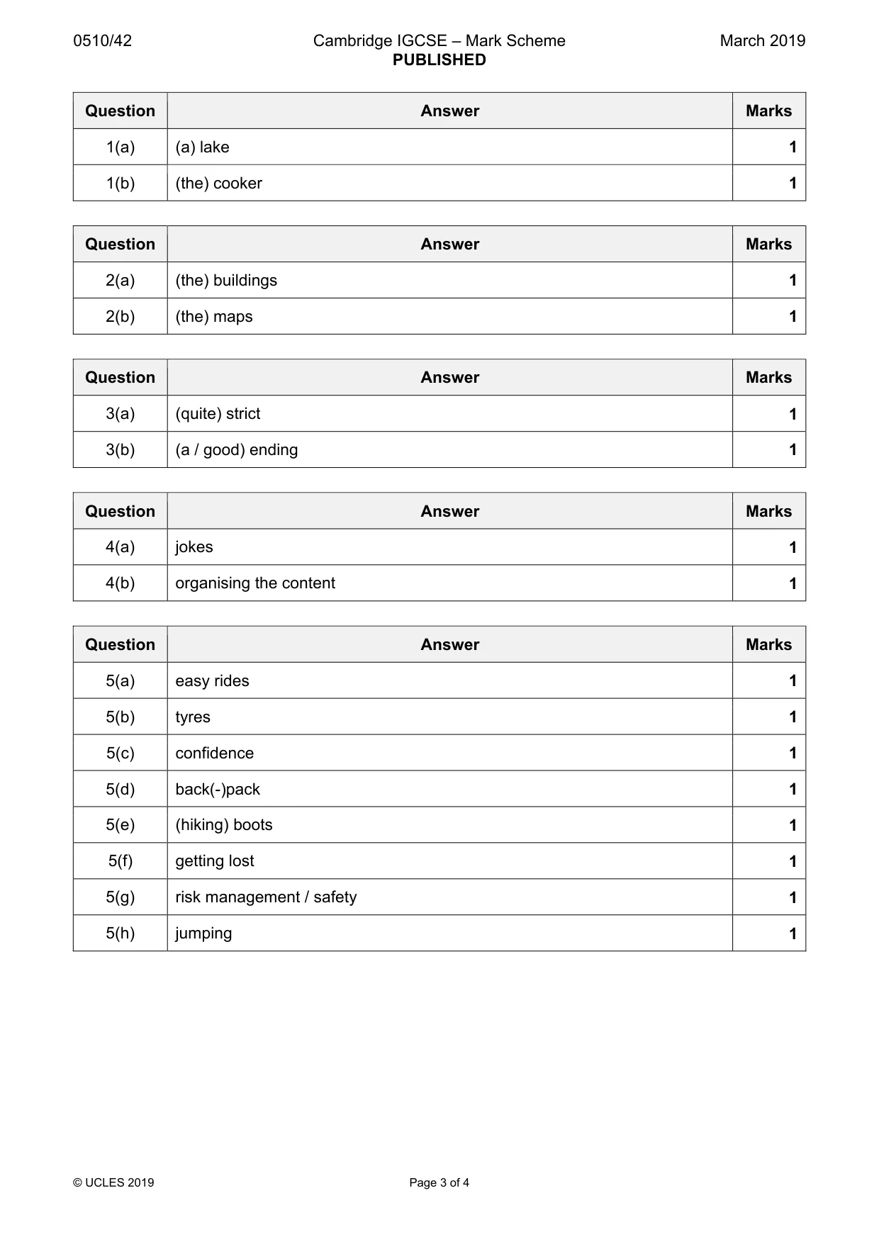 Mark scheme, page 3 of 4