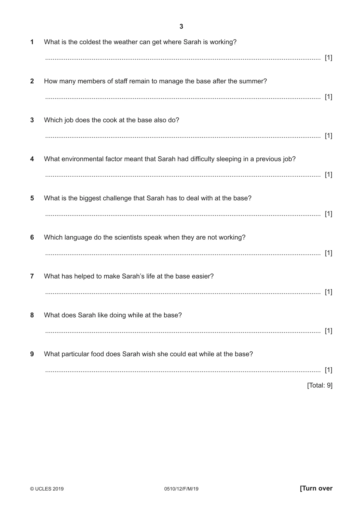 Cambridge IGCSE English - Second Language (oral endorsement) 0510 2019 Feb/March Paper 1 · Variant 2 question paper, page 3 of 16