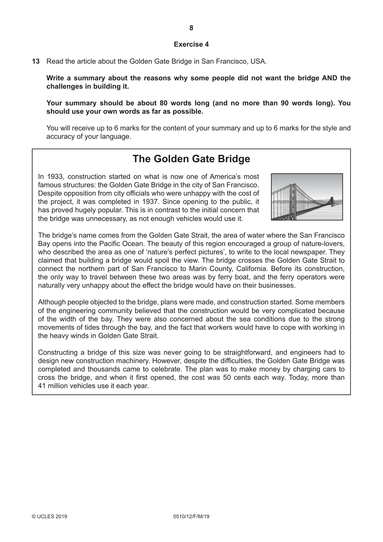 Cambridge IGCSE English - Second Language (oral endorsement) 0510 2019 Feb/March Paper 1 · Variant 2 question paper, page 8 of 16