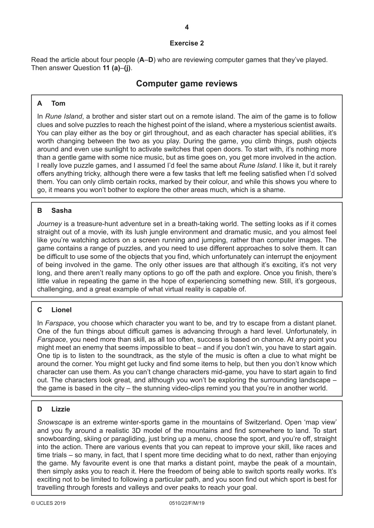 Cambridge IGCSE English - Second Language (oral endorsement) 0510 2019 Feb/March Paper 2 · Variant 2 question paper, page 4 of 16