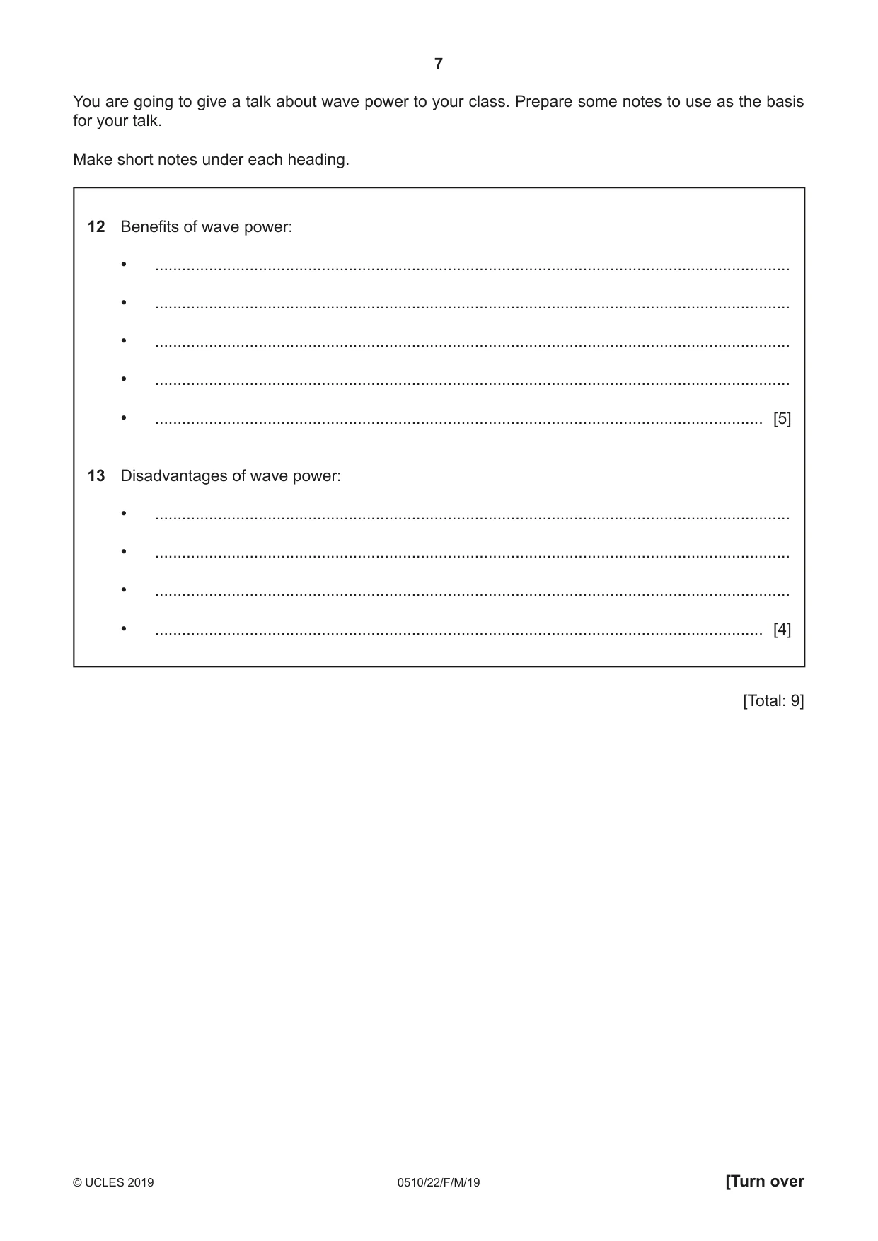 Cambridge IGCSE English - Second Language (oral endorsement) 0510 2019 Feb/March Paper 2 · Variant 2 question paper, page 7 of 16