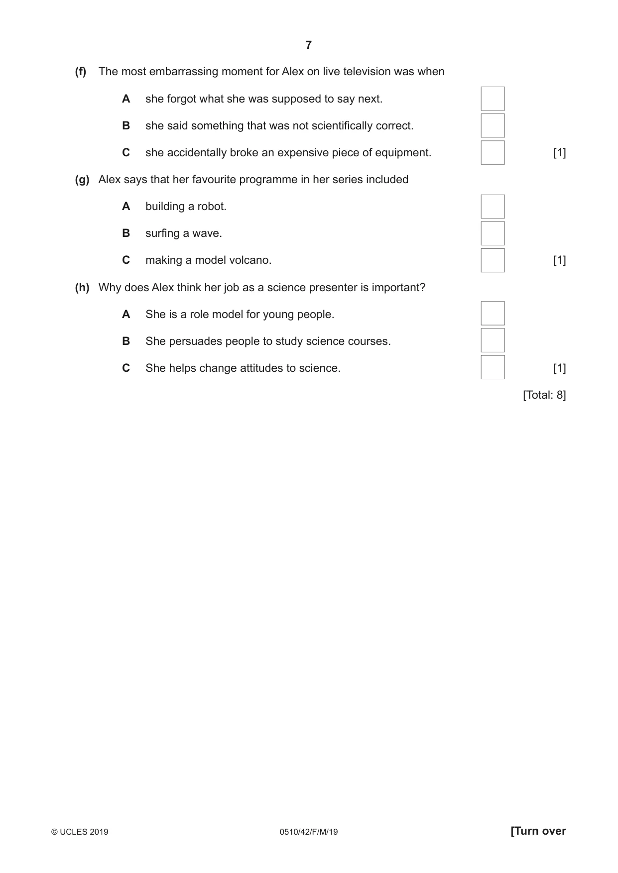 Cambridge IGCSE English - Second Language (oral endorsement) 0510 2019 Feb/March Paper 4 · Variant 2 question paper, page 7 of 12
