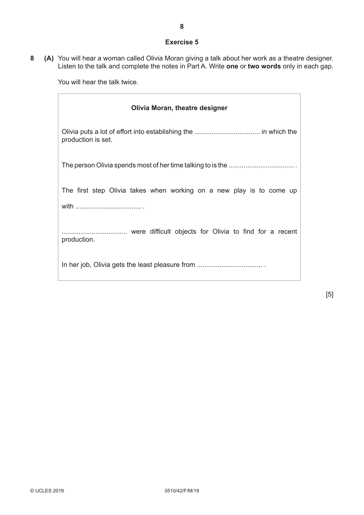 Cambridge IGCSE English - Second Language (oral endorsement) 0510 2019 Feb/March Paper 4 · Variant 2 question paper, page 8 of 12
