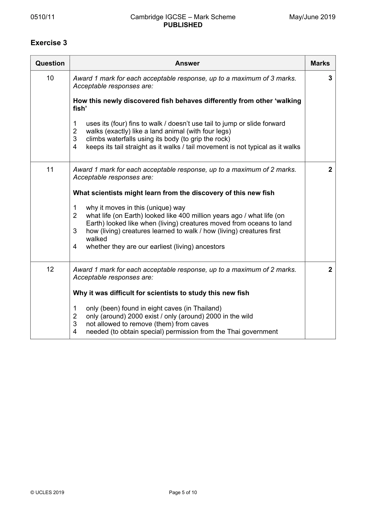 Mark scheme, page 5 of 10