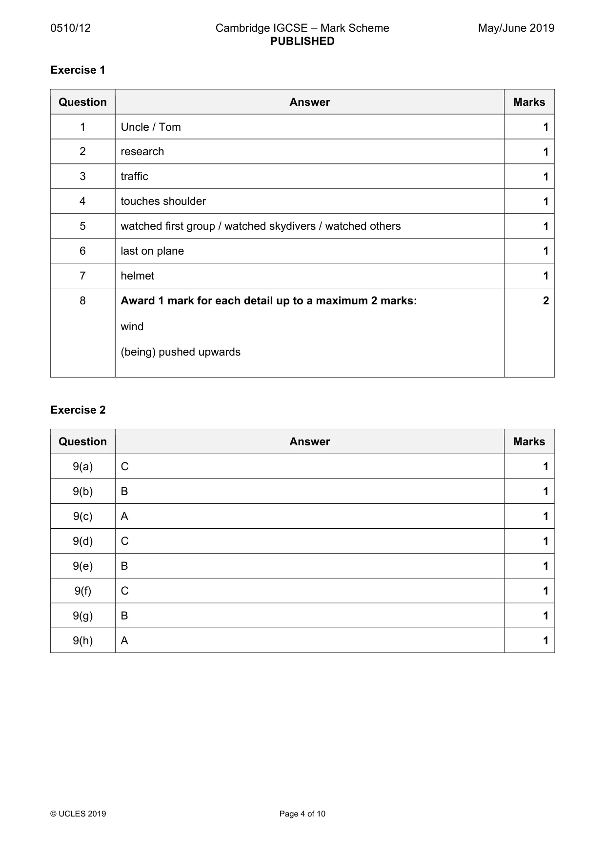Mark scheme, page 4 of 10