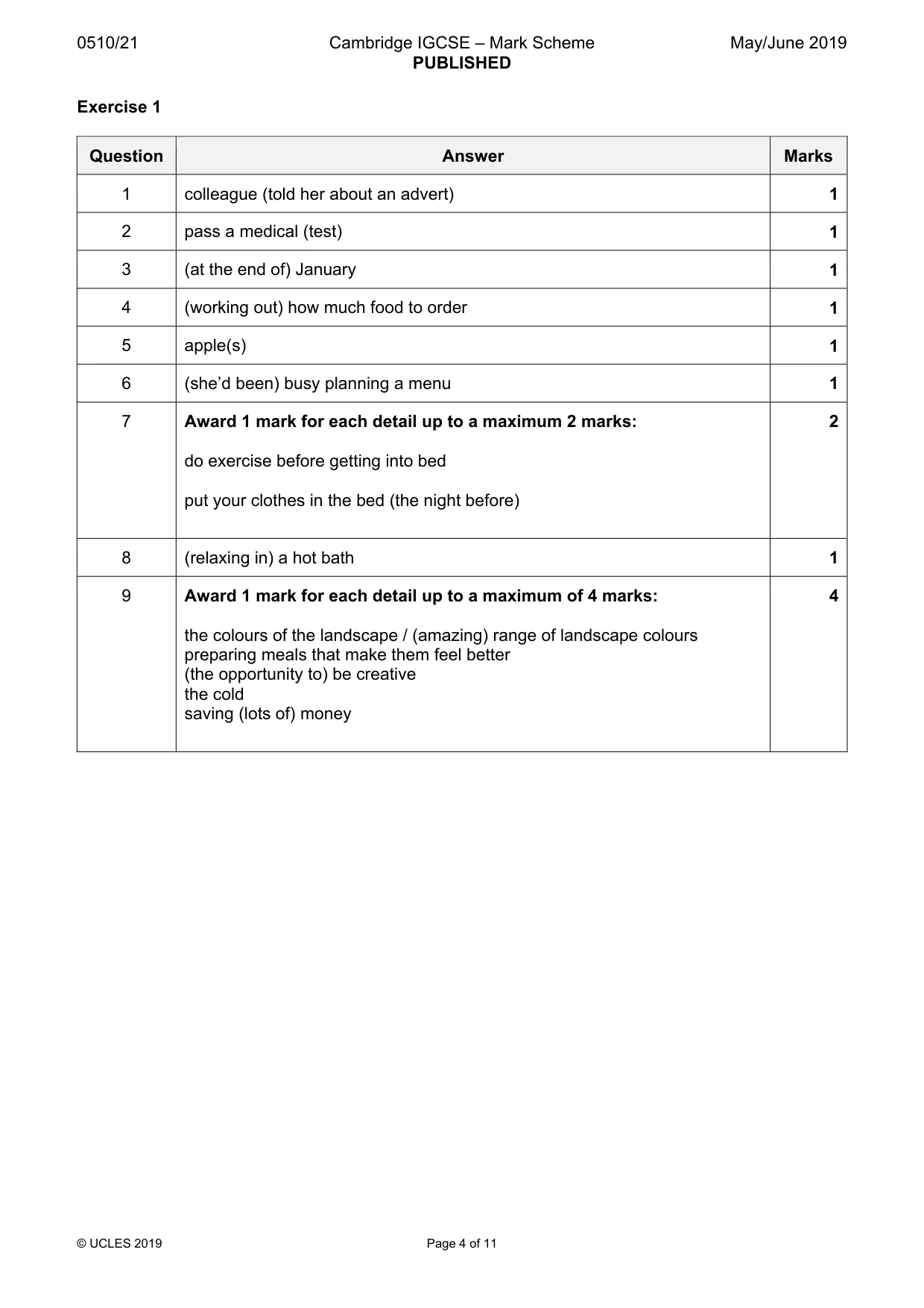 Mark scheme, page 4 of 11