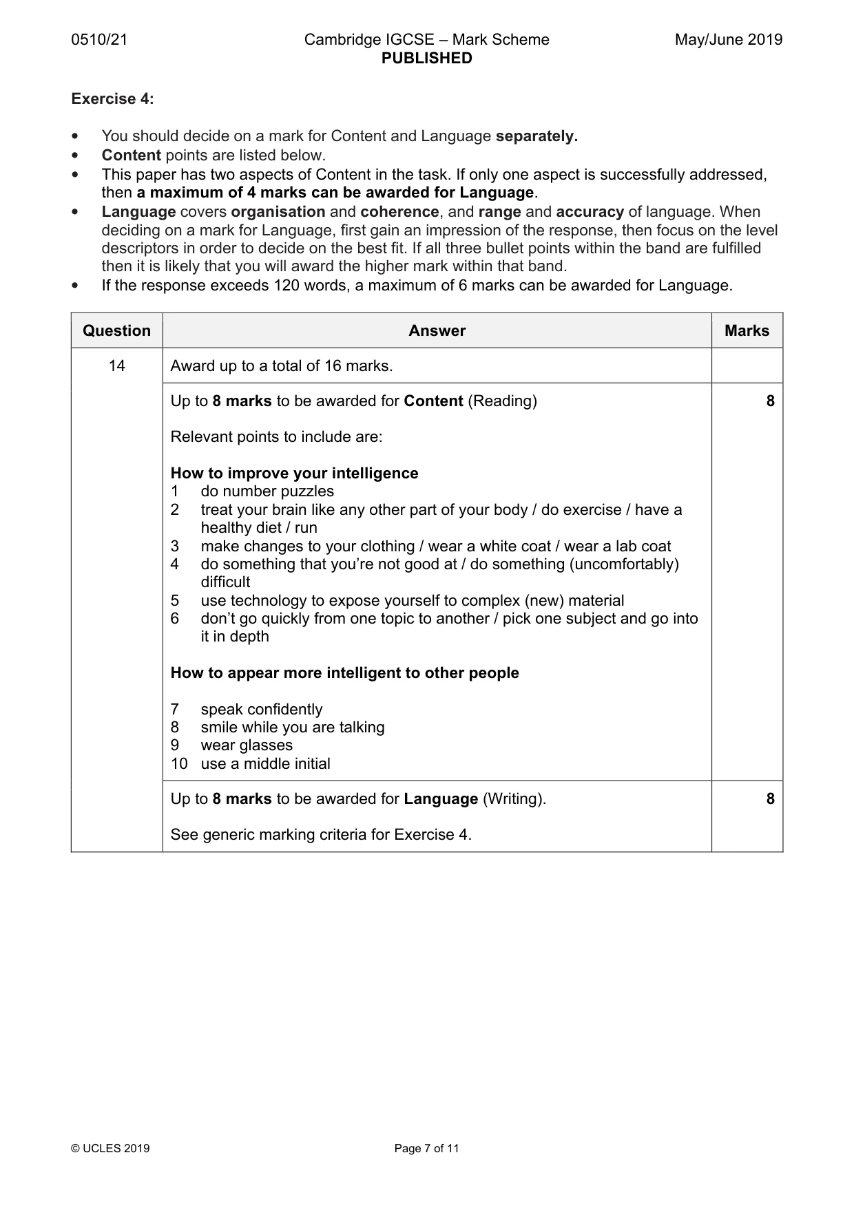 Mark scheme, page 7 of 11