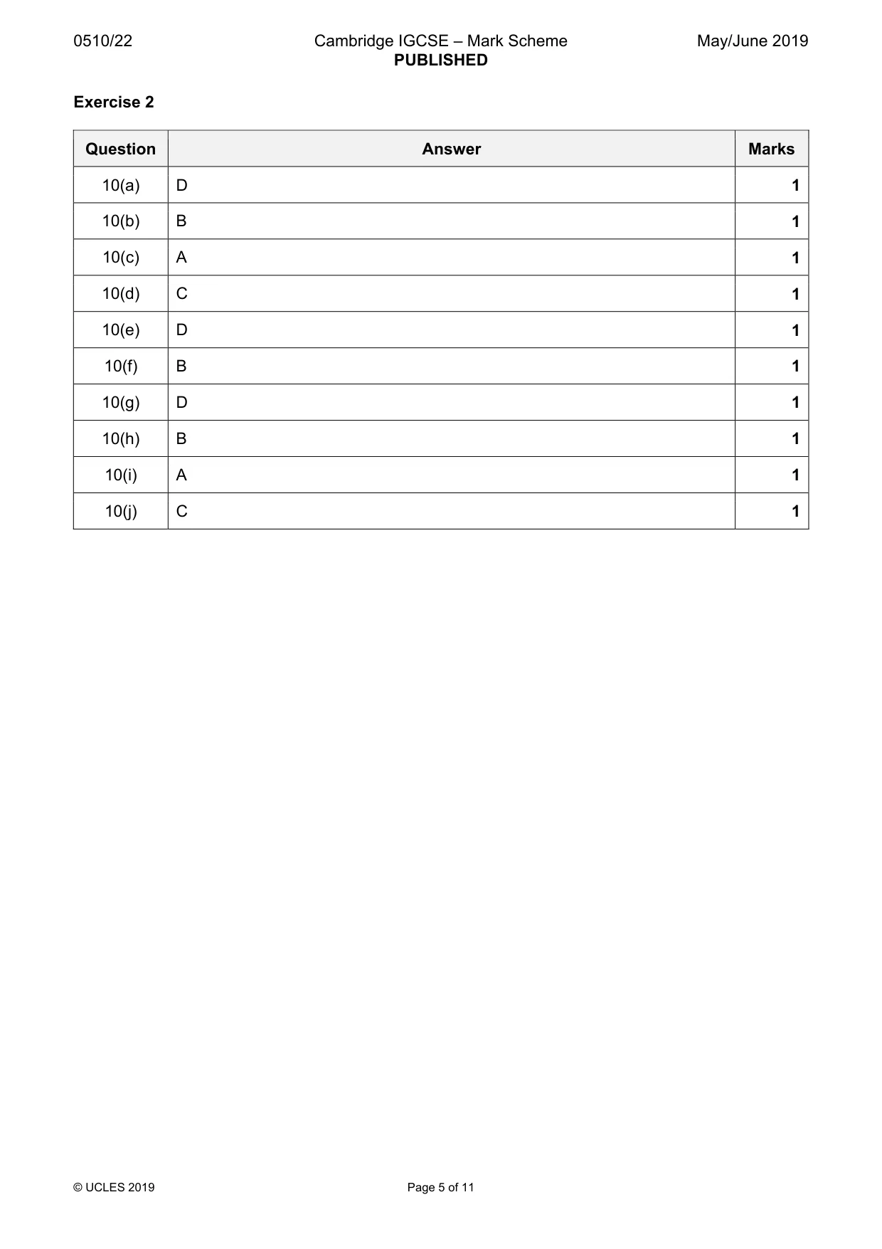 Mark scheme, page 5 of 11