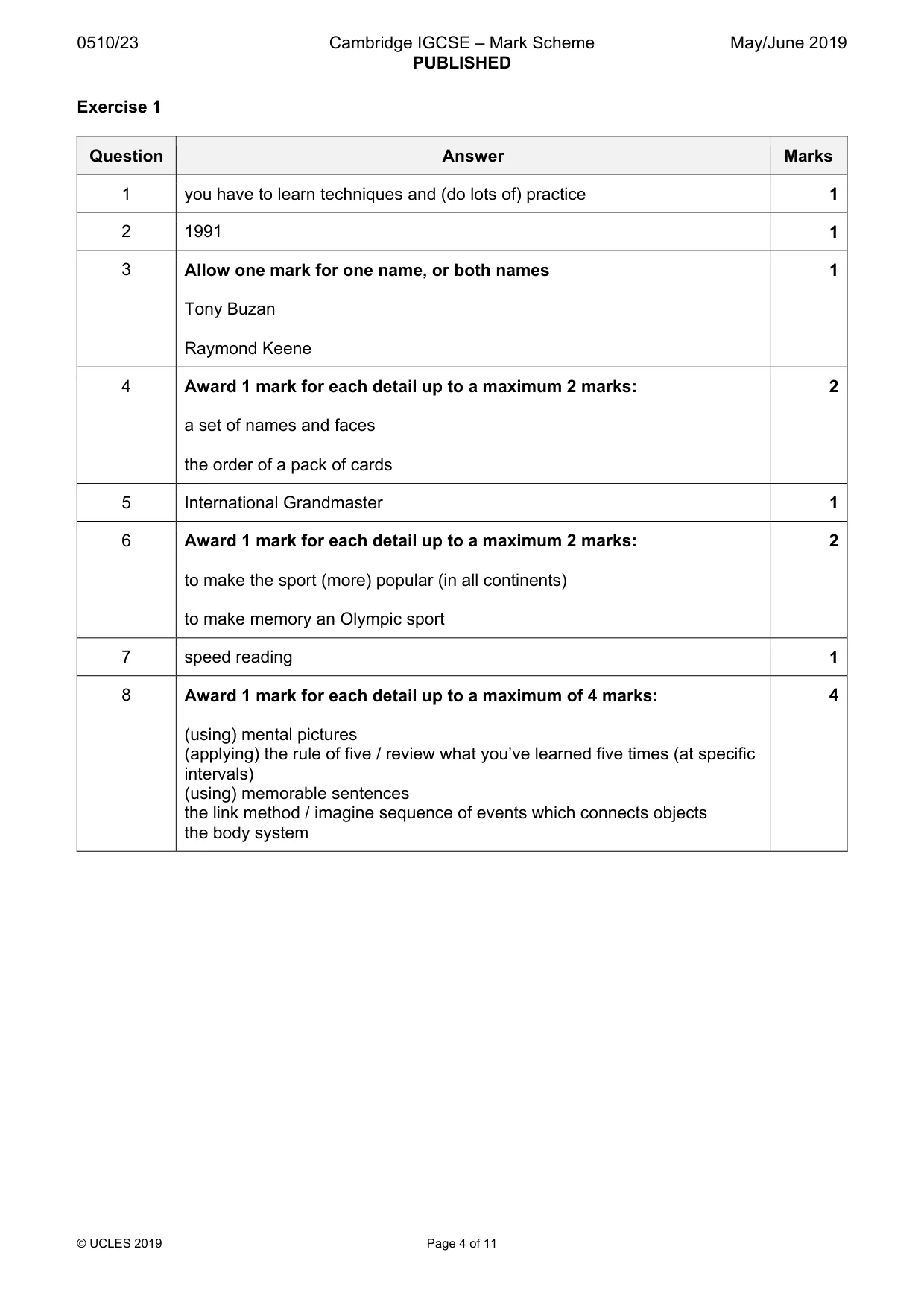 Mark scheme, page 4 of 11