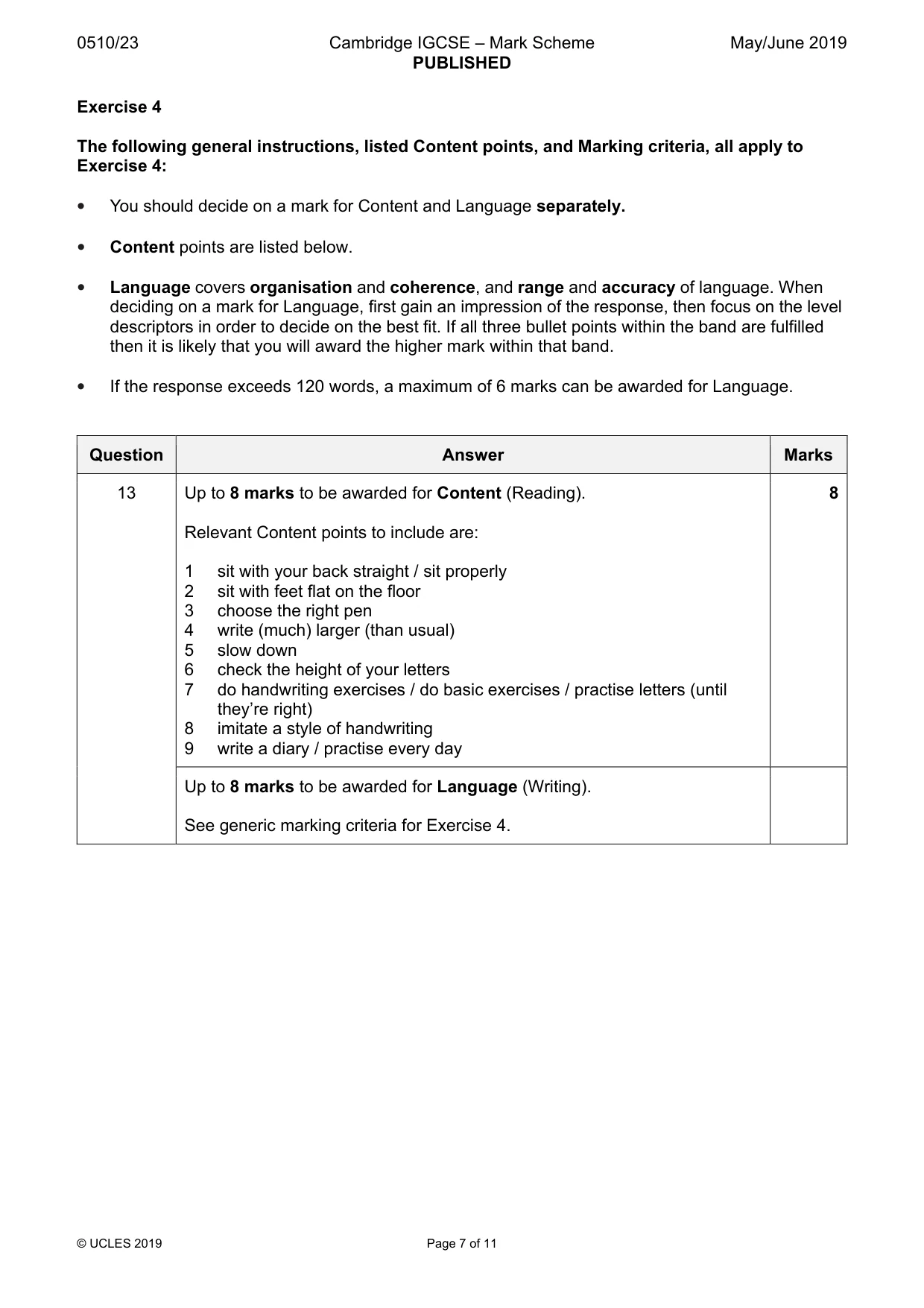 Mark scheme, page 7 of 11