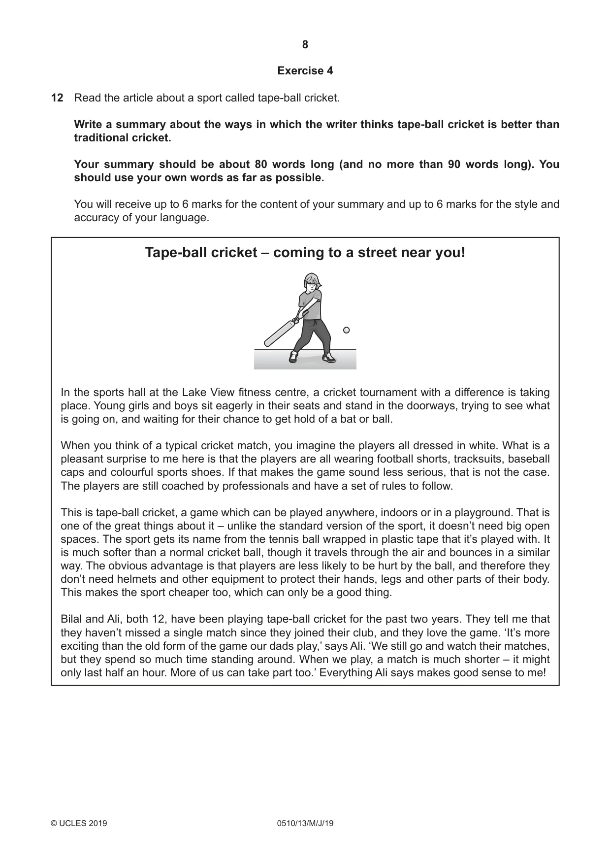 Cambridge IGCSE English - Second Language (oral endorsement) 0510 2019 May/June Paper 1 · Variant 3 question paper, page 8 of 16