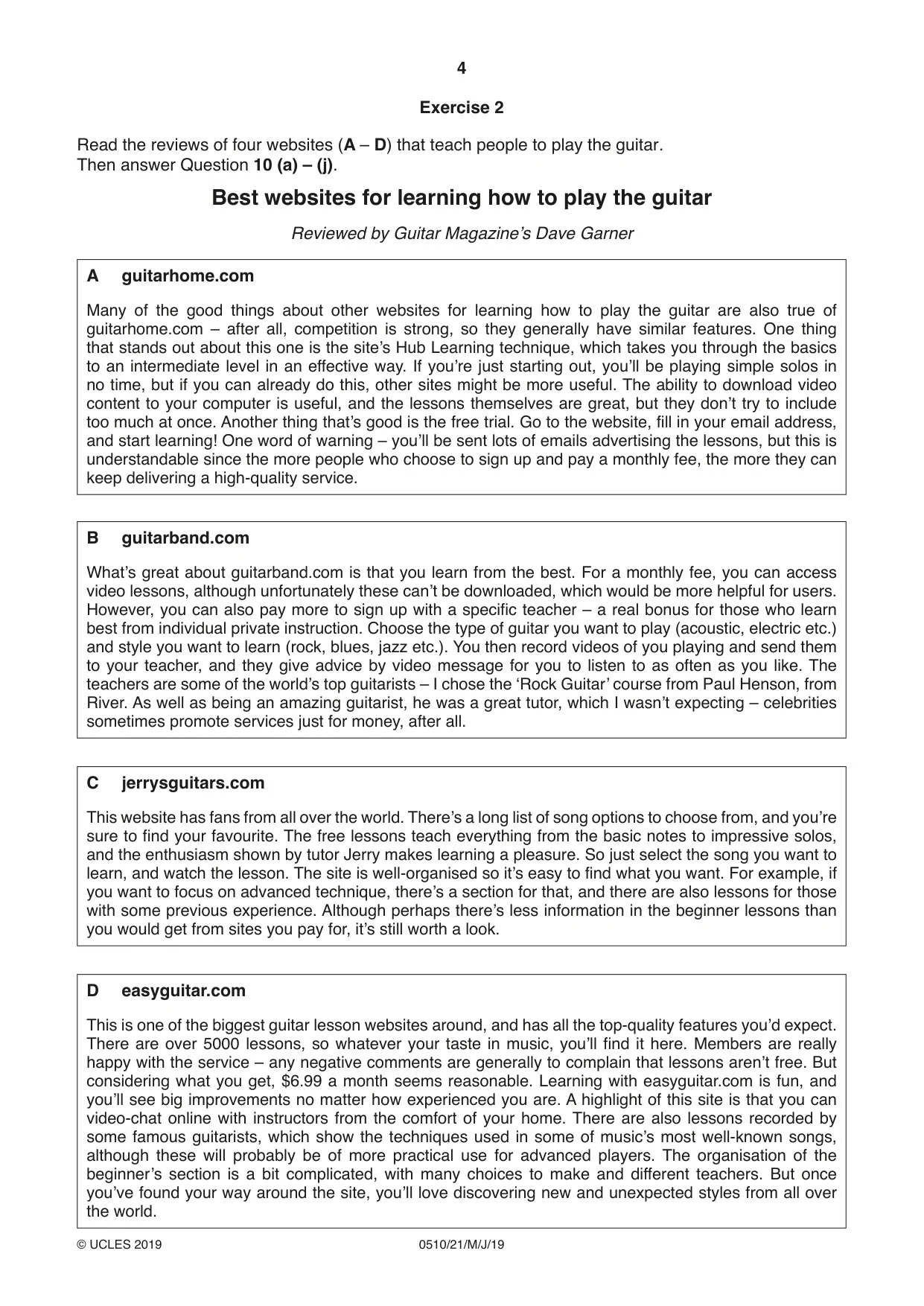 Cambridge IGCSE English - Second Language (oral endorsement) 0510 2019 May/June Paper 2 · Variant 1 question paper, page 4 of 16