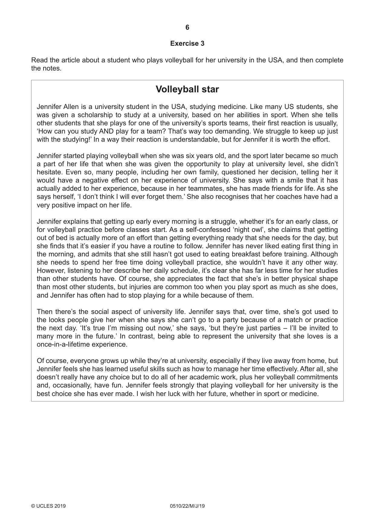 Cambridge IGCSE English - Second Language (oral endorsement) 0510 2019 May/June Paper 2 · Variant 2 question paper, page 6 of 16