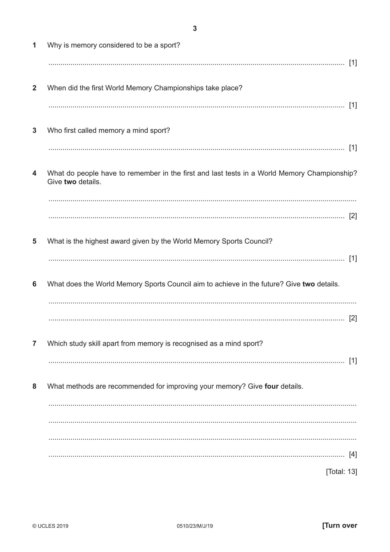 Cambridge IGCSE English - Second Language (oral endorsement) 0510 2019 May/June Paper 2 · Variant 3 question paper, page 3 of 16