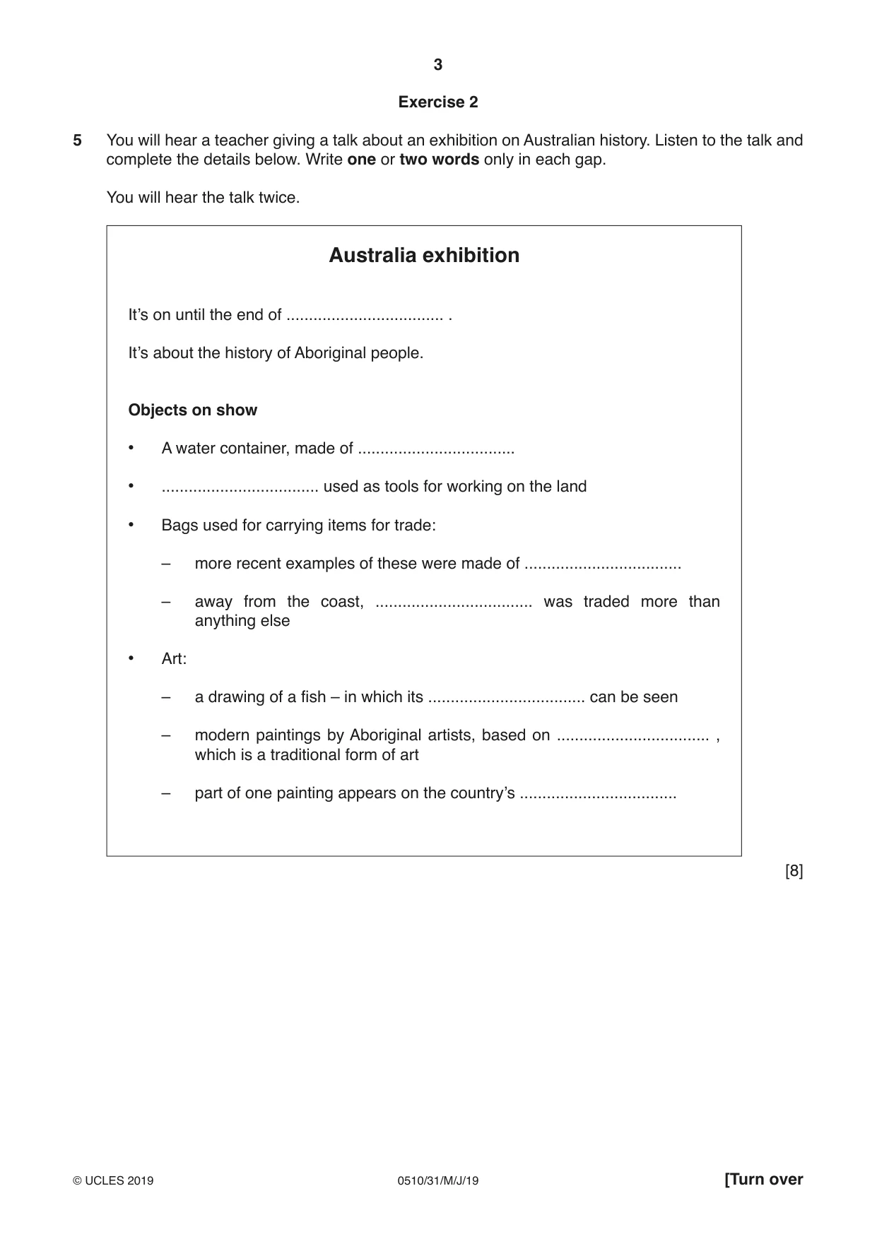 Cambridge IGCSE English - Second Language (oral endorsement) 0510 2019 May/June Paper 3 · Variant 1 question paper, page 3 of 8