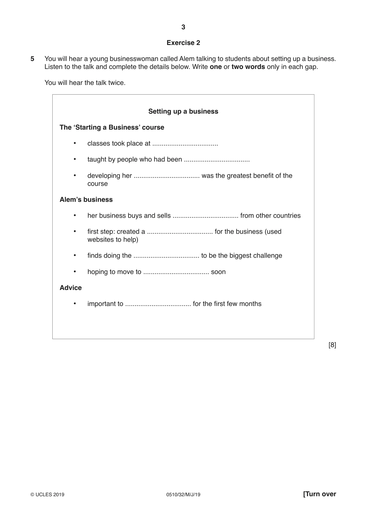 Cambridge IGCSE English - Second Language (oral endorsement) 0510 2019 May/June Paper 3 · Variant 2 question paper, page 3 of 8