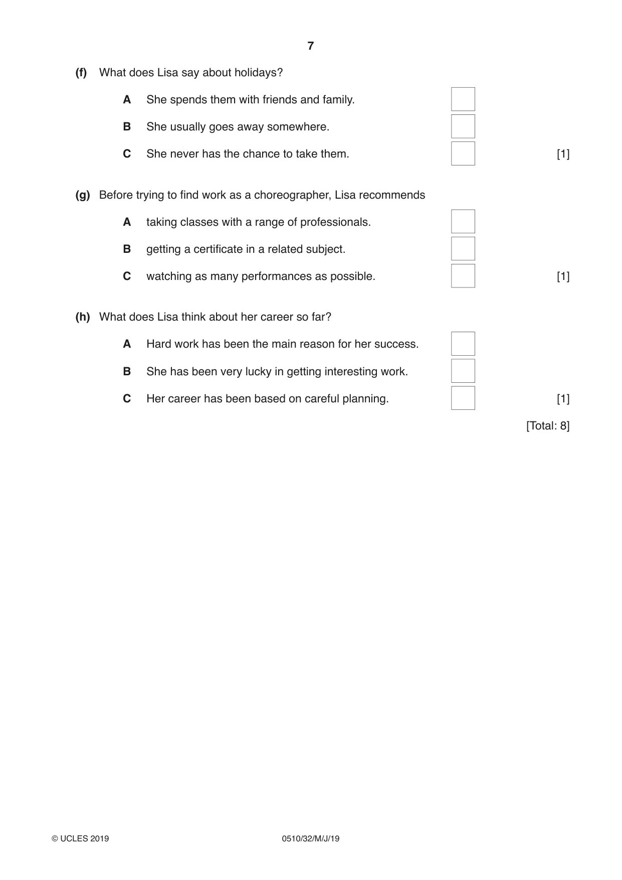 Cambridge IGCSE English - Second Language (oral endorsement) 0510 2019 May/June Paper 3 · Variant 2 question paper, page 7 of 8